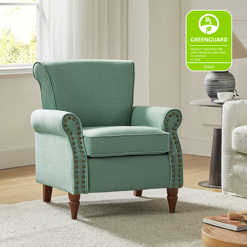Hypanis Upholstered Armchair with Solid Wood Legs - Modern Living Room Accent Chair for Home, Office & Reading Nook - Comfortable Lounge Chair for Relaxing & Decor