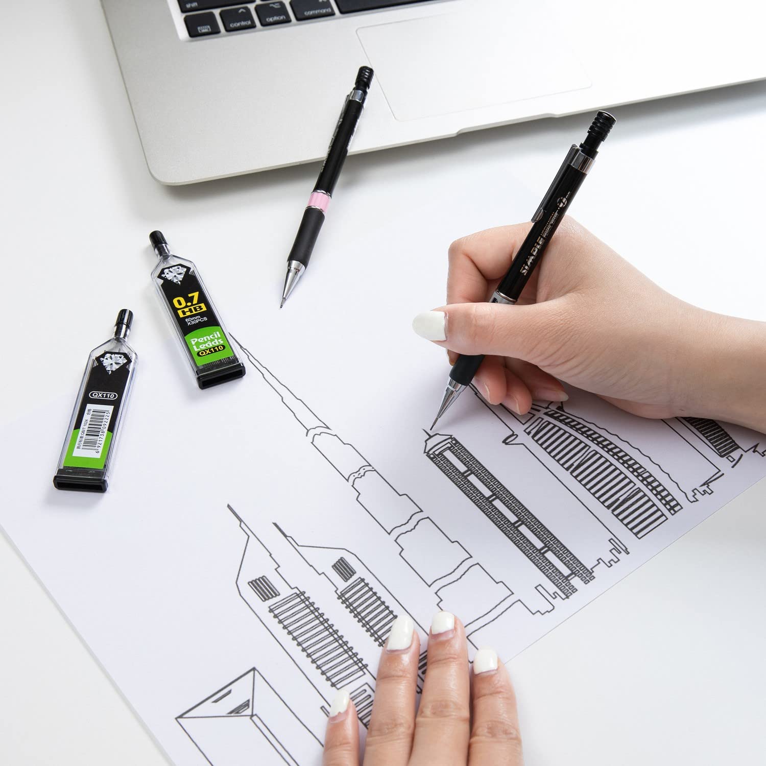0.5mm HB Mechanical Pencil Lead Refills - 60 Pieces, Compatible with 0.5mm Drafting & Writing Pencils - Perfect for School, Office & Technical Drawing