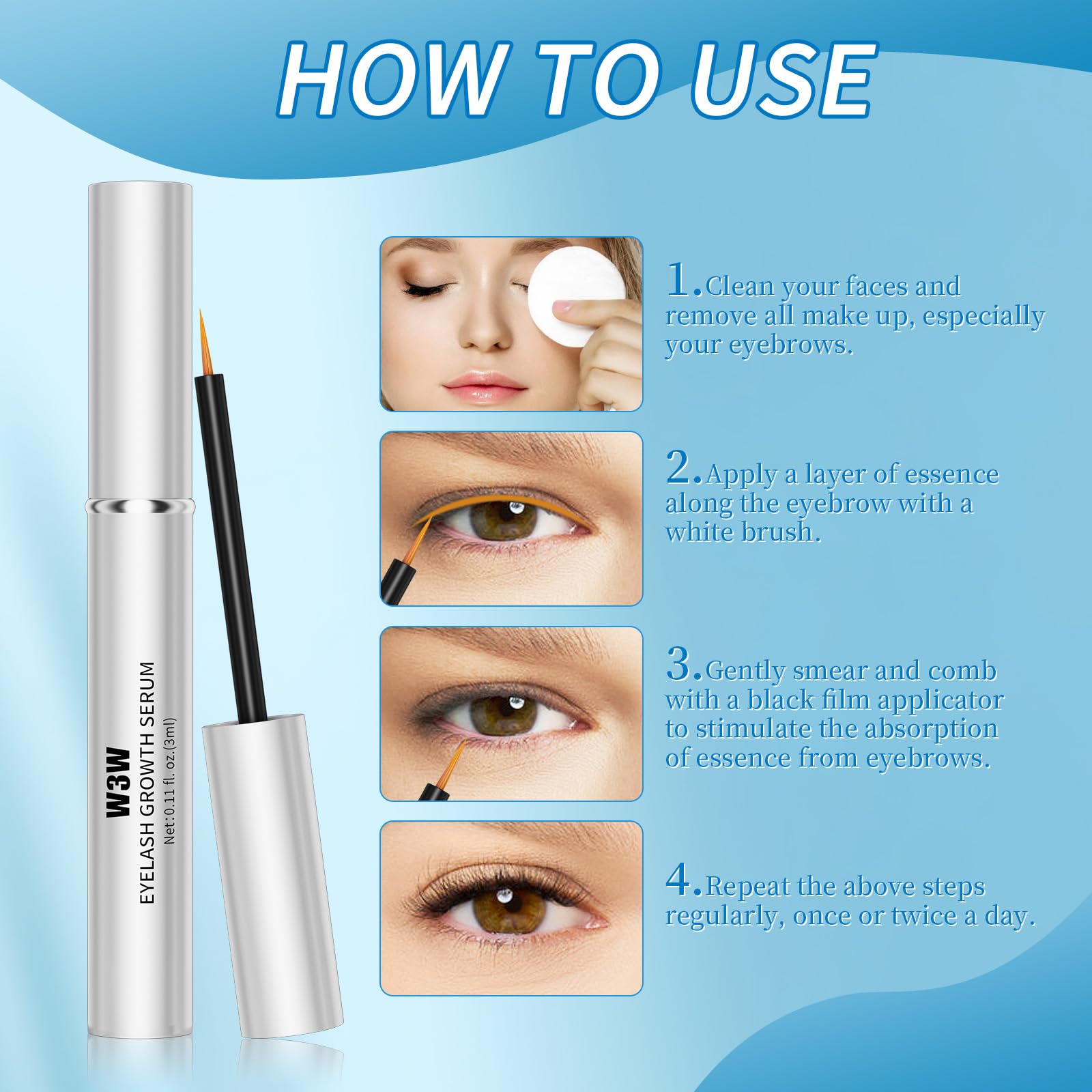 Premium Eyelash Growth Serum - Natural Lash Enhancer for Longer, Fuller & Thicker Lashes | Gentle Formula with Nourishing Ingredients | 3ml Bottle | Perfect for Daily Use & Special Occasions