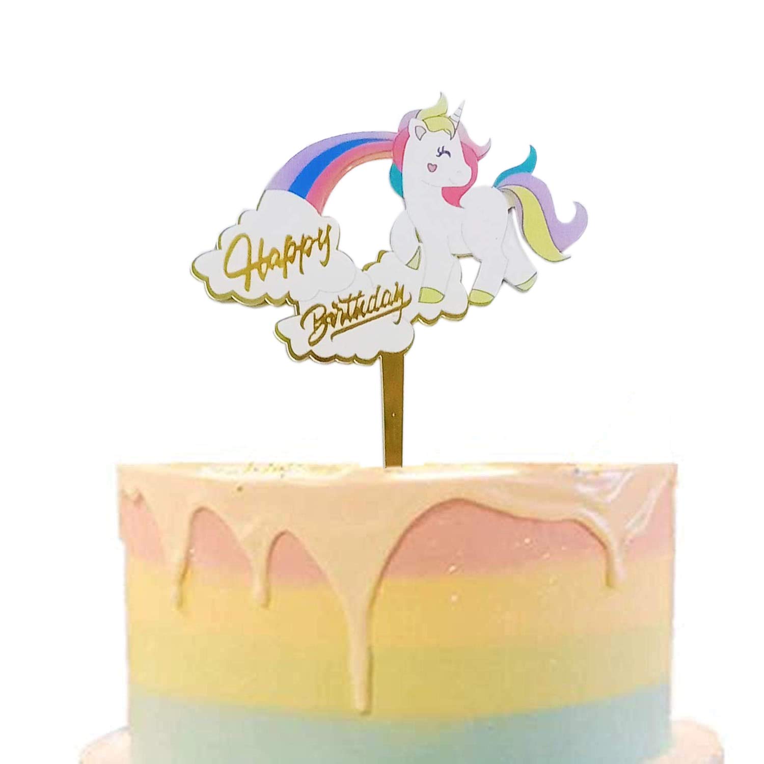 Funcart Unicorn Rainbow Happy Birthday Cake Topper - Magic Unicorn Theme Cake Decorations for Kids Birthday Party, Baby Shower & Women's Celebration | Perfect for Girls, Boys & Children's Birthday Cakes
