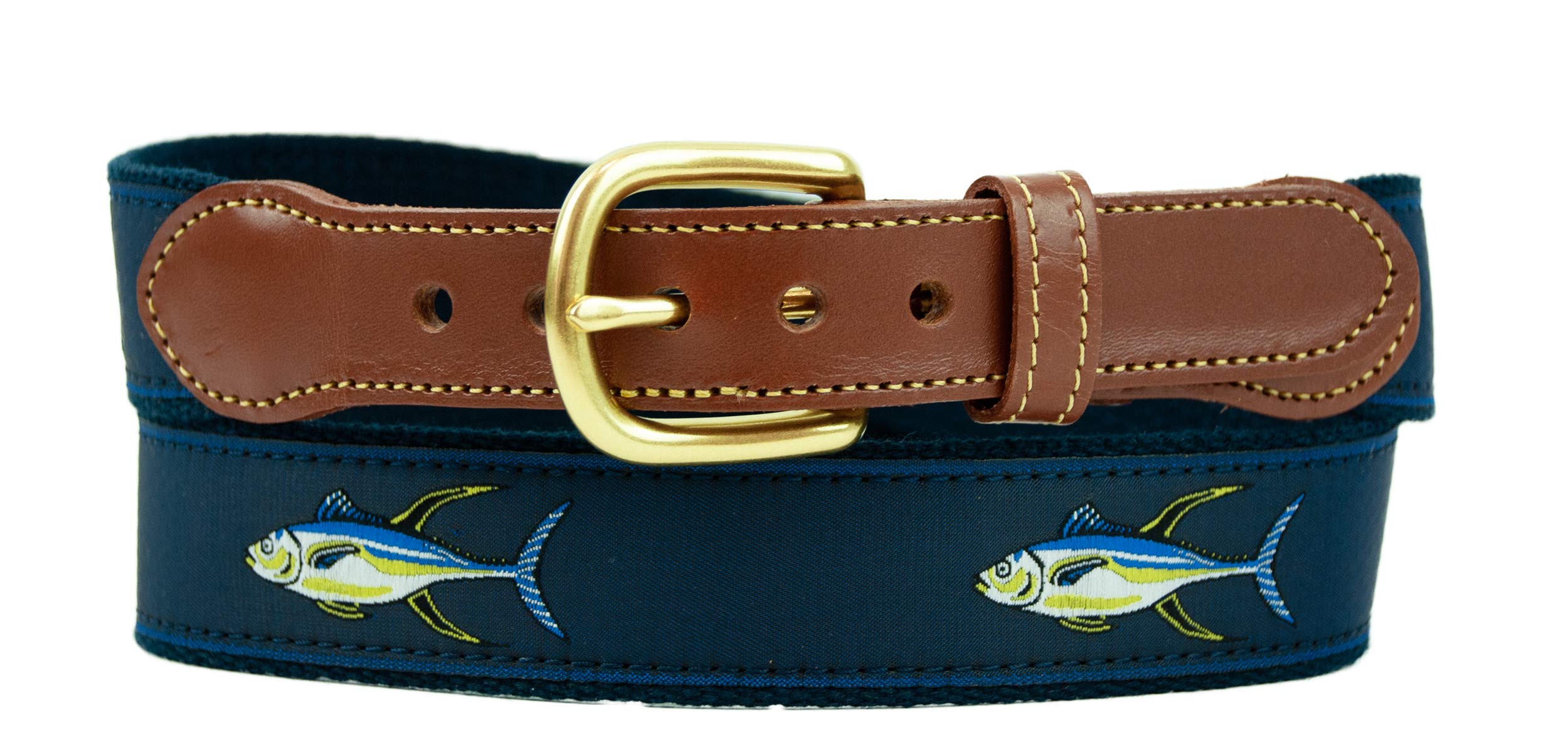 Premium Leather Yellowfin Tuna Belt for Men - Durable Genuine Leather Fishing Belt - Perfect for Outdoor Adventures, Fishing Trips & Casual Wear