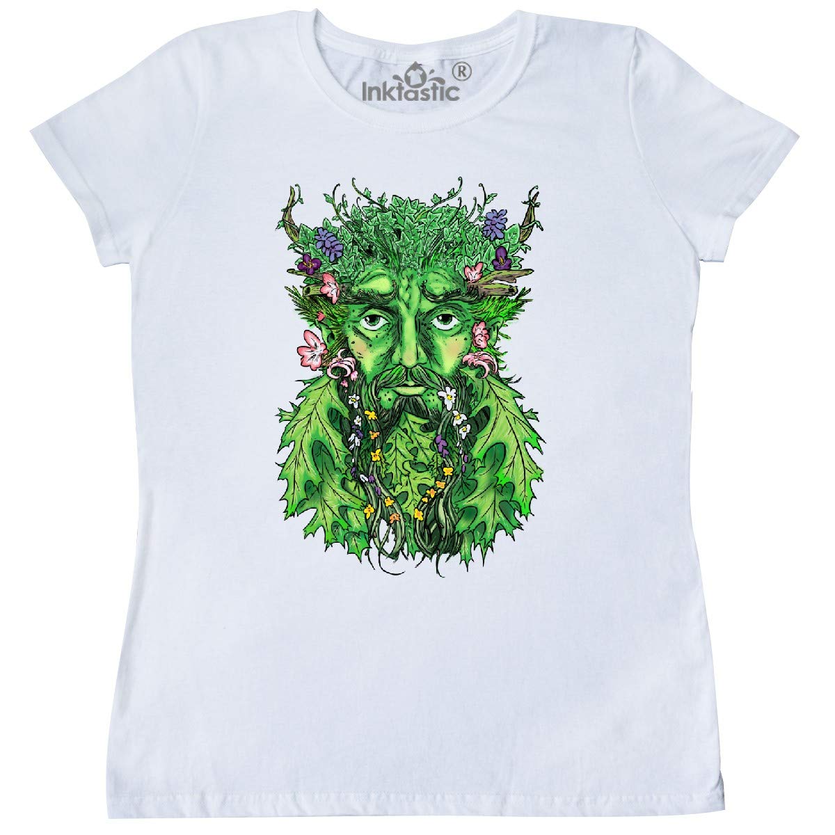 Inktastic 1st Day of Spring Greenman Spring Equinox Women's T-Shirt - Comfortable Graphic Tee for Women, Earth Day Celebration, Nature Lover Apparel, Casual Wear & Festival Outfit