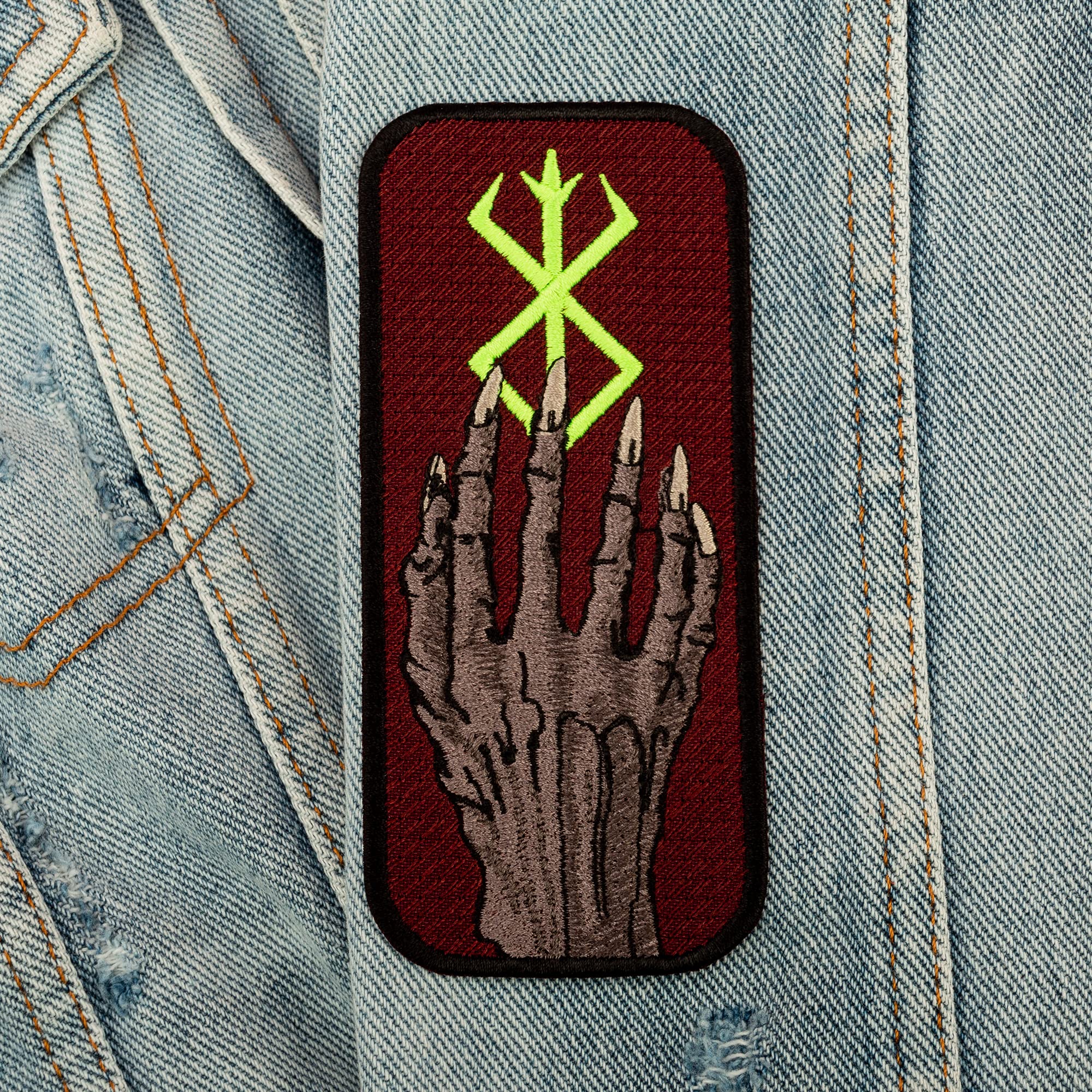 Berserk Sacrifice Patch - Demon's Hand Iron On Embroidered Patch 2.3x5.1 inches - Fantasy Manga Anime Gift for Fans - Perfect for Jackets, Backpacks & Cosplay Costumes