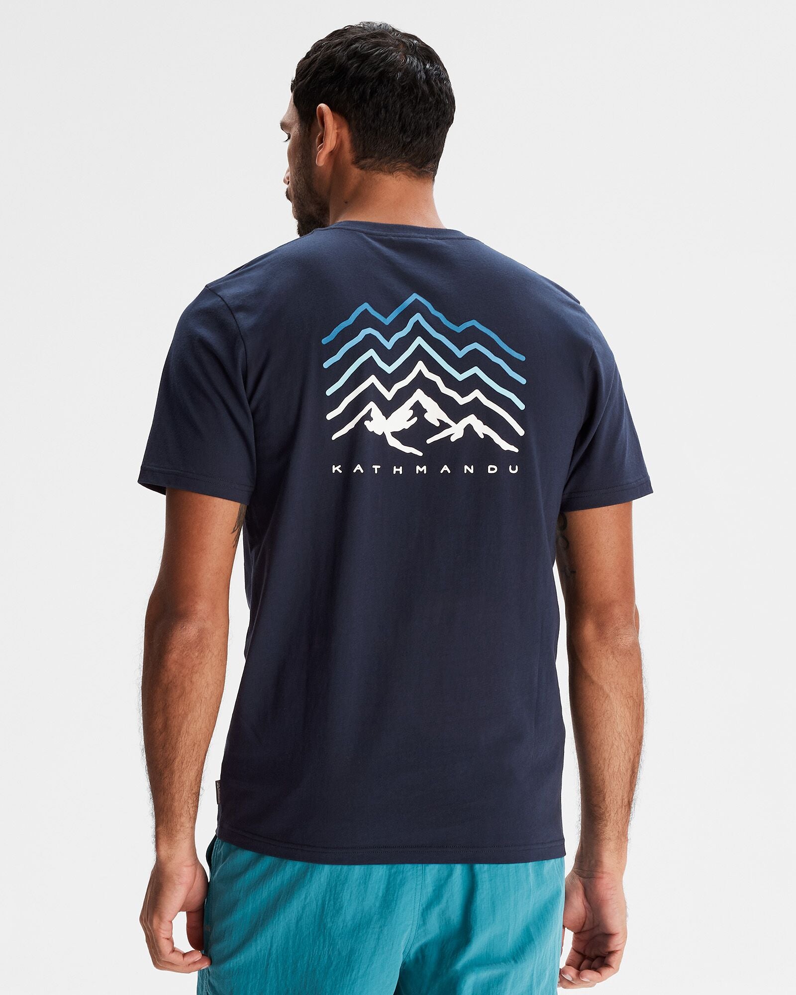 Men's Mountain Rays Organic Cotton T-Shirt - Pure Navy - Comfortable & Eco-Friendly Casual Wear for Outdoor Activities & Daily Use