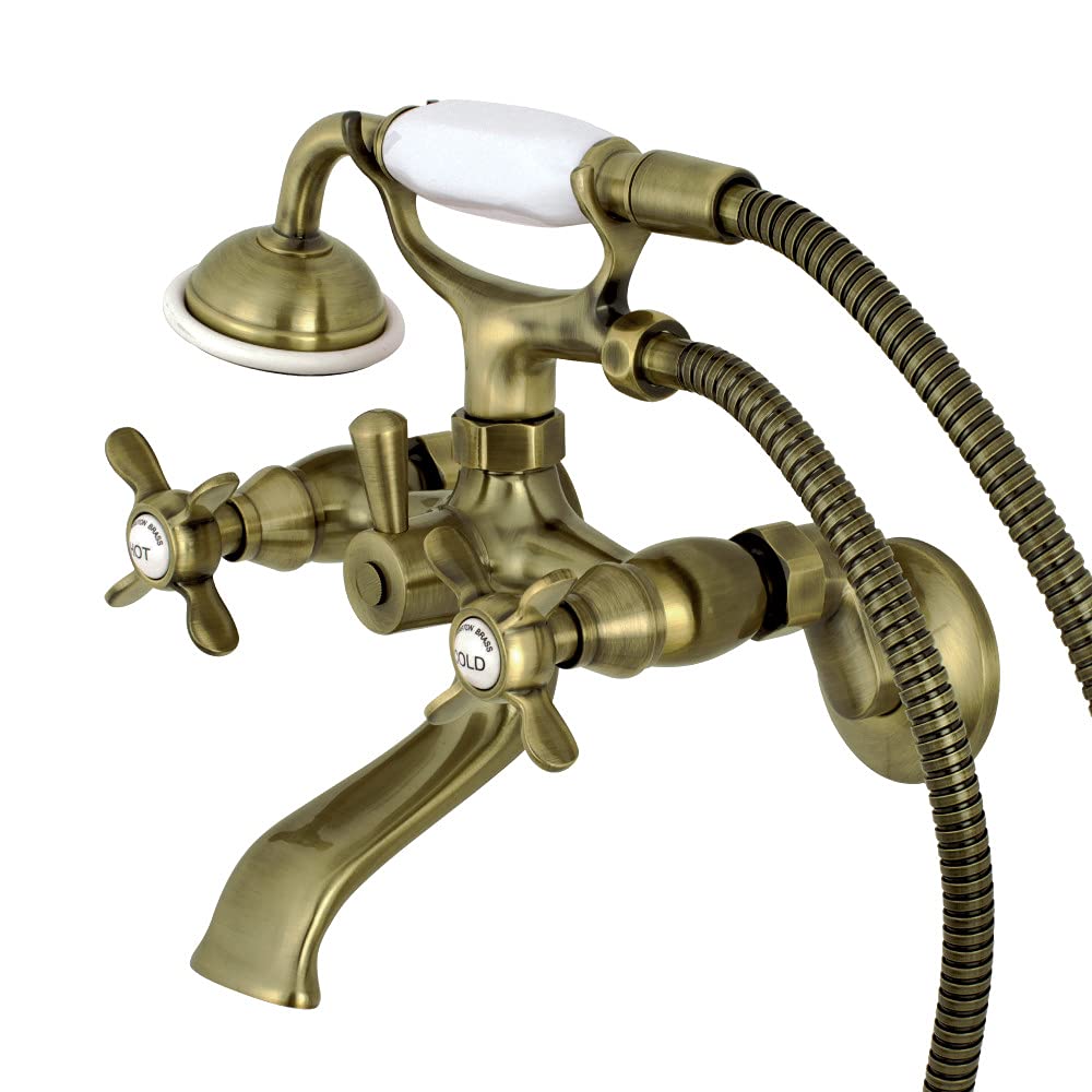 Kingston Brass KS285AB 6-Inch Clawfoot Tub Faucet in Antique Brass - Vintage Style Bathroom Fixture for Classic & Modern Bathrooms