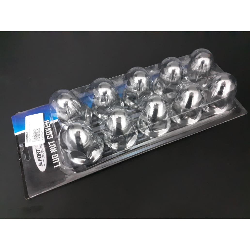 Fortpro 33mm x 2 1/4 Inch Chrome Plated Push On Nut Covers (10 Pack) - F247615 - Perfect for Automotive Wheel Lug Nut Protection & Customization