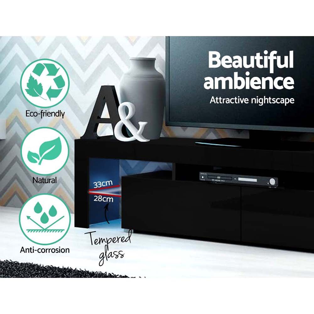 Artiss 189cm Black LED TV Stand with Storage - Modern Entertainment Center for Living Room, Bedroom & Home Theater Setup