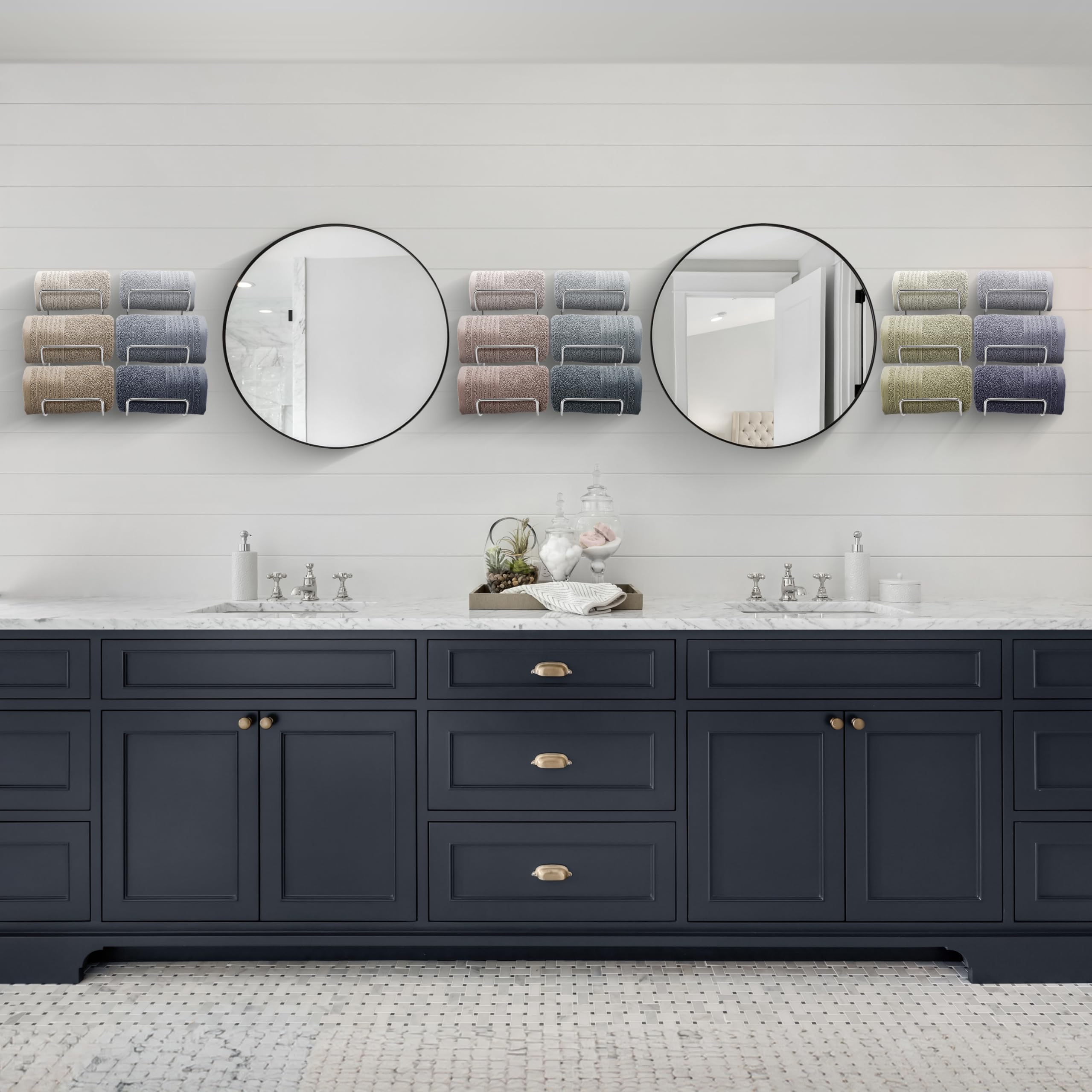 Sorbus 6-Tier Wall Mounted Towel Rack - Space Saving Bathroom Organizer for Rolled Towels, Washcloths & Linens - Silver Hanging Shelf for Bathroom, Spa, Salon Storage (Perfect for Small Bathrooms & Clutter-Free Organization)