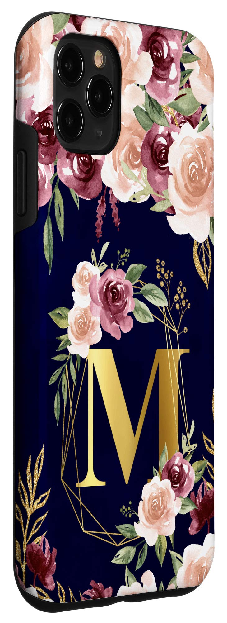 iPhone 11 Pro Max Case - Floral Watercolor Design with Initial M - Perfect Birthday Gift for Women - Durable Protective Cover for Everyday Use & Special Occasions