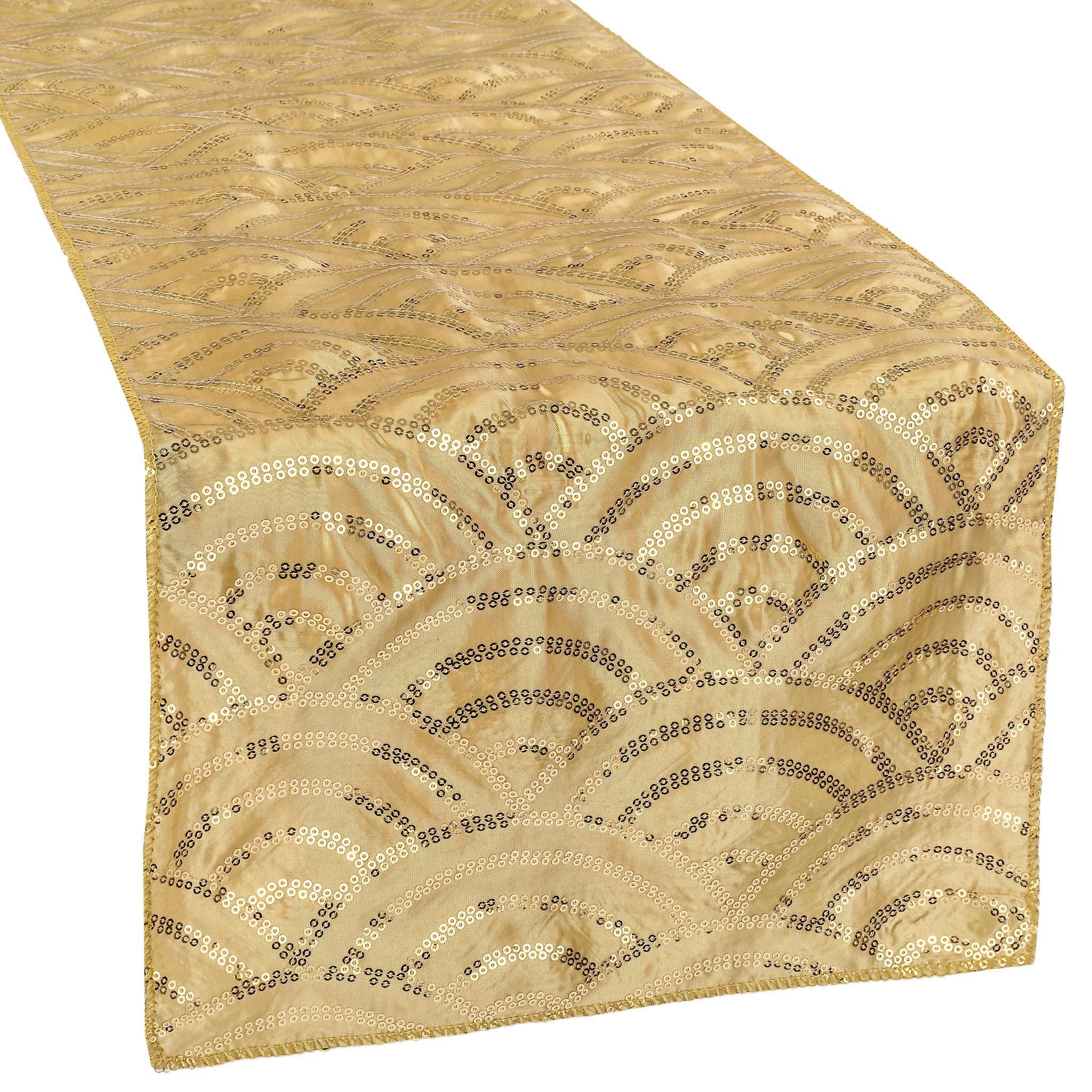 Gold Mermaid Scale Sequin Table Runner - Elegant Dining Decor for Weddings, Parties & Holiday Celebrations