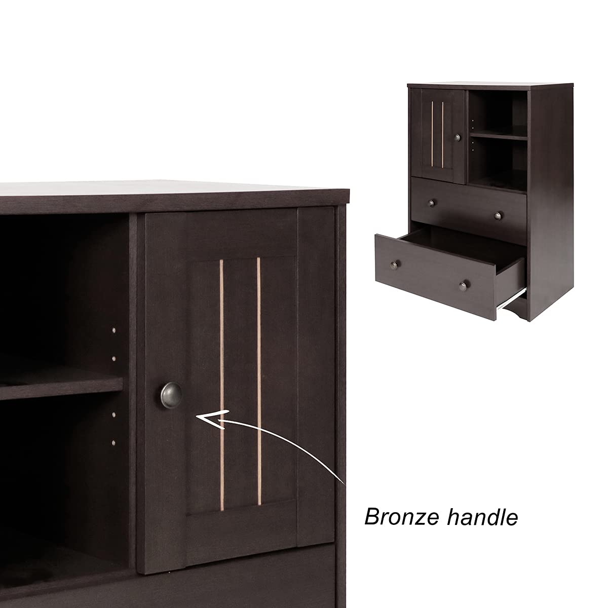 Modern 2-Drawer Storage Cabinet - Freestanding Bathroom & Floor Cabinet with Adjustable Shelf for Living Room, Office, Kitchen Organization - Dark Brown | Space-Saving Home & Bathroom Storage Solution