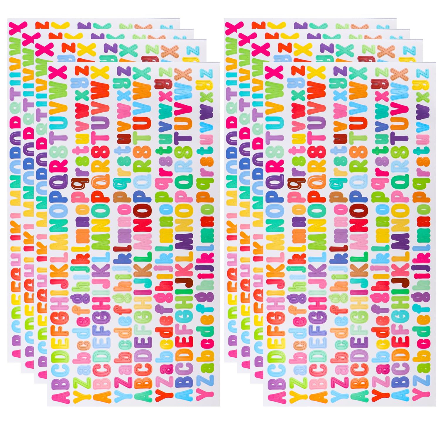 Colorful Alphabet Letter Stickers - 6 Sheets Vinyl Small Letter Stickers for DIY Crafts, Scrapbooks, Notebooks & Cup Decoration - Perfect for Home, Office & School Projects