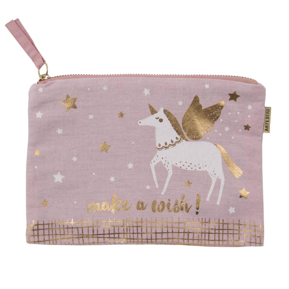 Unicorn Makeup Bag - Pink Cotton Cosmetic Pouch for Travel, Gym & Daily Essentials | Cute & Durable Organizer