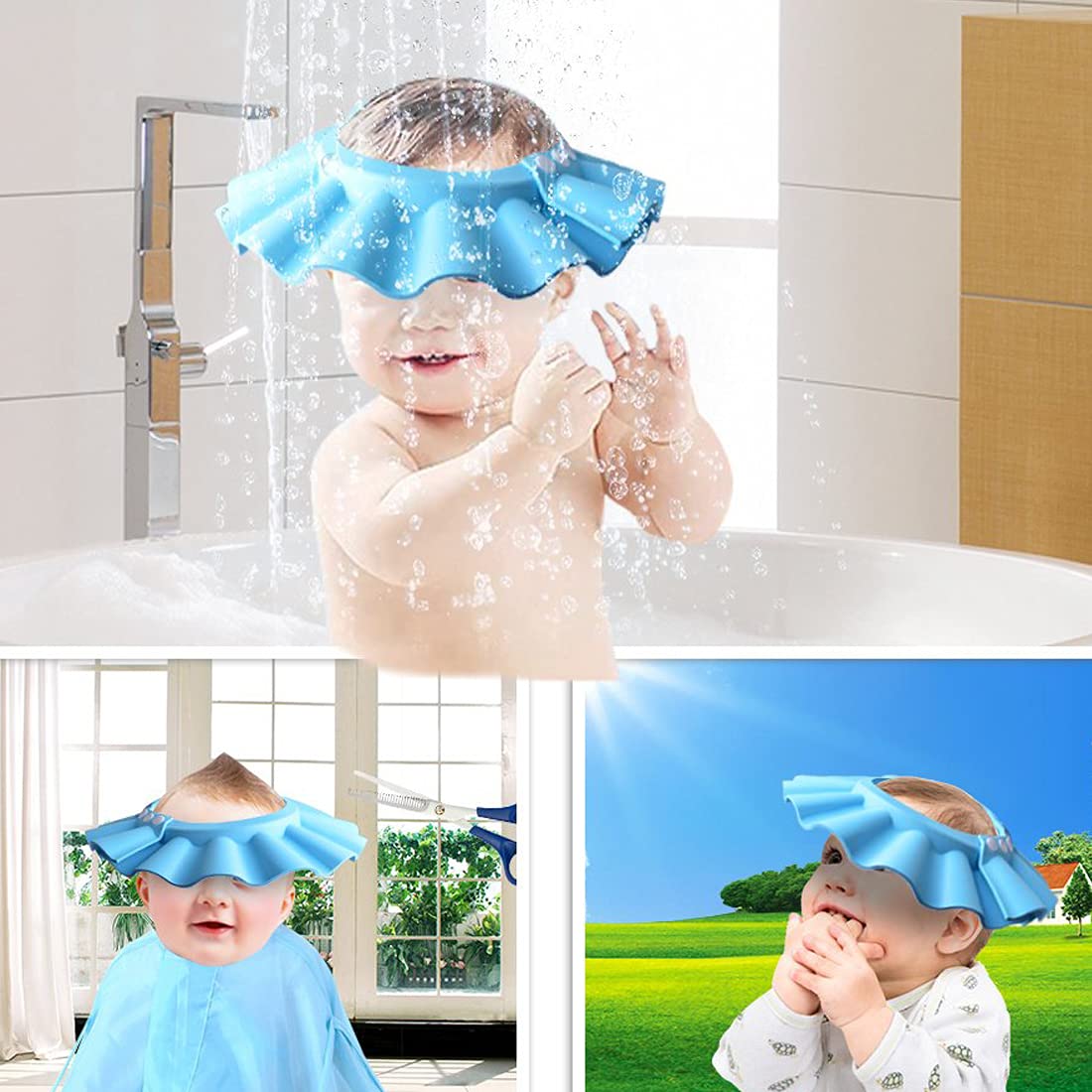 **Adjustable Baby Shower Cap - Soft & Safe Bathing Cap for Infants & Toddlers - Eye & Ear Protection - Waterproof Bath Time Accessory - Perfect for Baby Showers, Bathing, and Swimming (1 Pack, Yellow)**