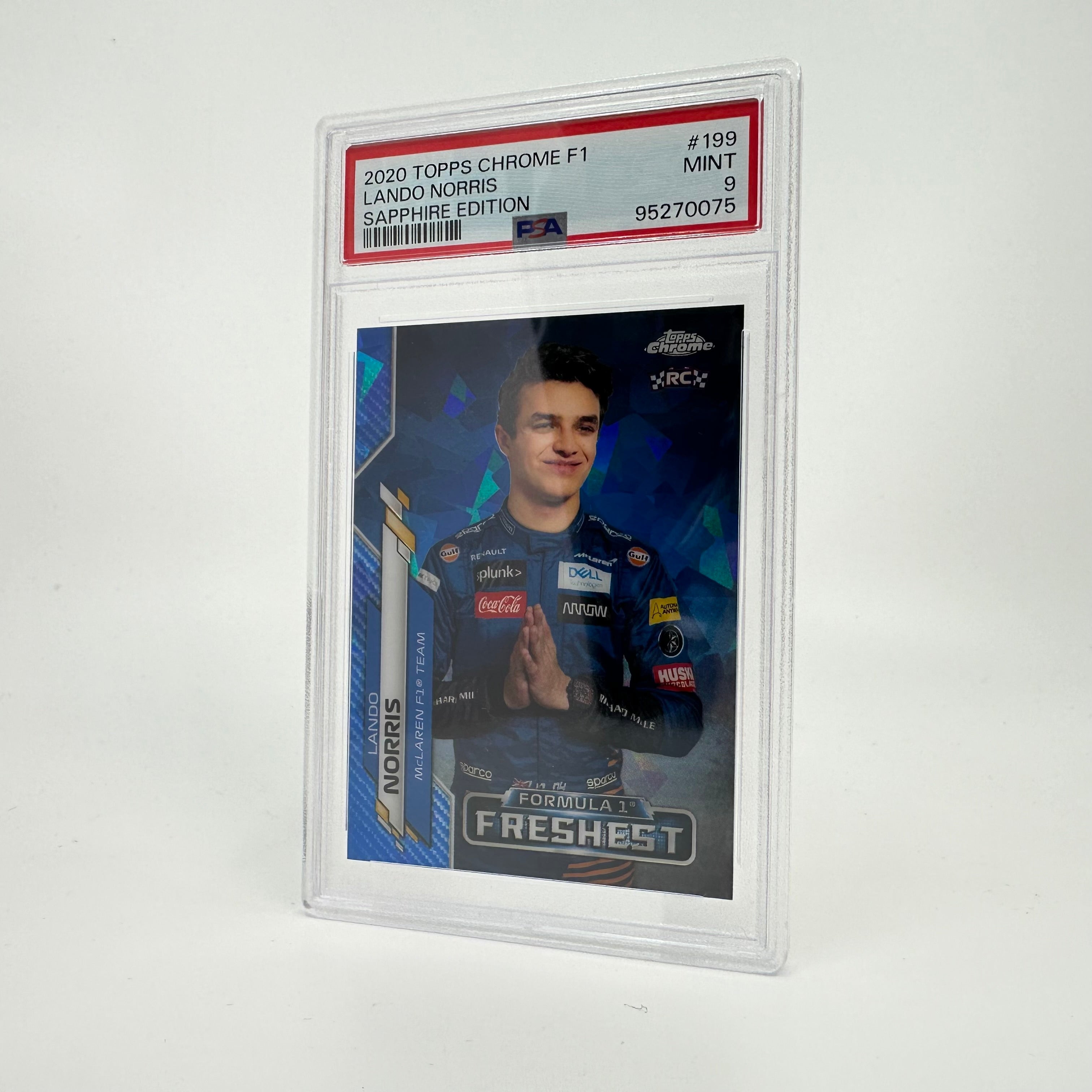 2020 Topps Chrome Sapphire Lando Norris #199 PSA 9 Rookie Card - F1 Racing Collectible for Display & Investment