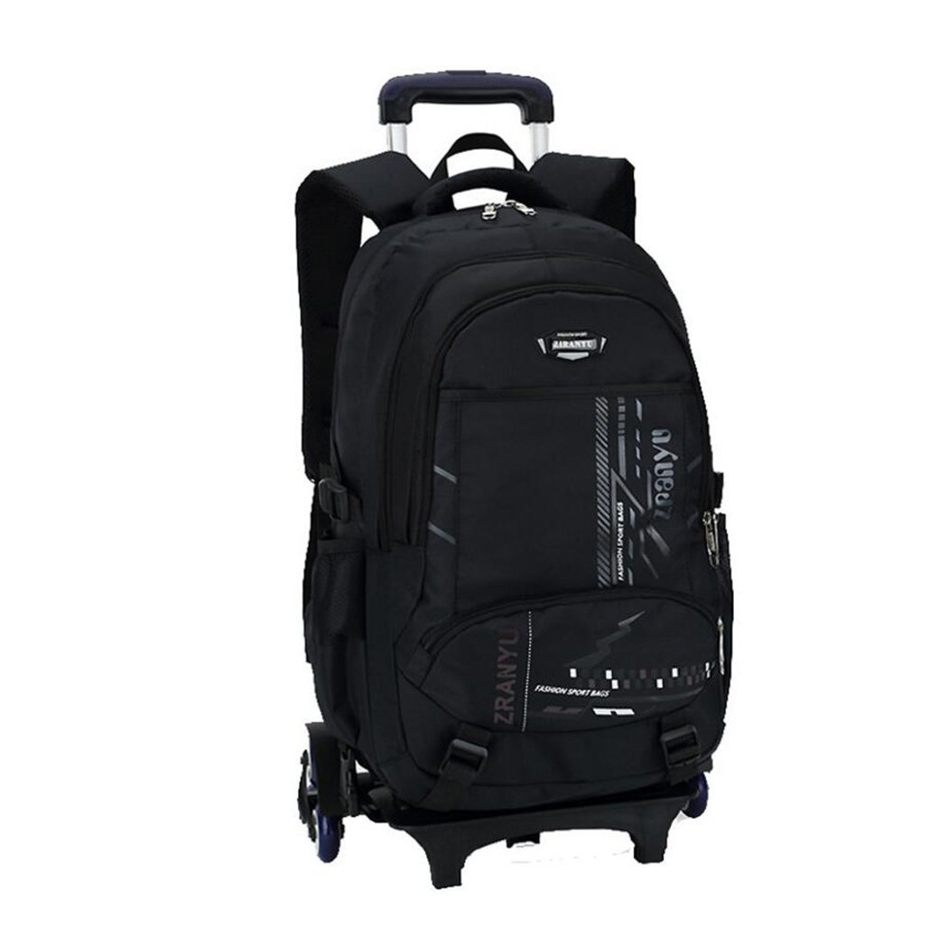 Rolling Backpack with Wheels - Durable Trolley School Bag for Boys & Girls (Black) | Perfect for Travel, School & Daily Commute
