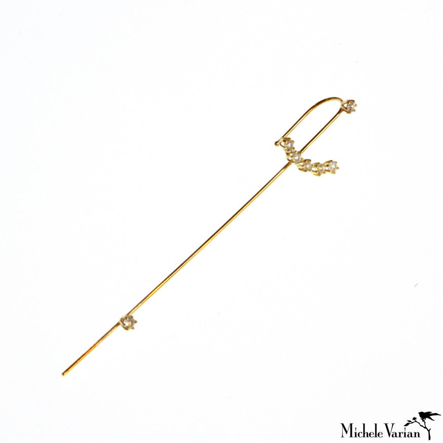 Elegant Diamond Magic Wand & Gold Needle Earrings for Women - Perfect for Parties, Weddings & Special Occasions