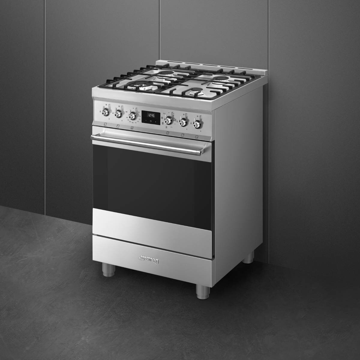 Smeg CS6GMXA2 60cm Classic Freestanding Gas Cooker - Stainless Steel Built-in Oven with 4 Burners | Perfect for Modern Kitchens, Home Cooking & Professional Chefs