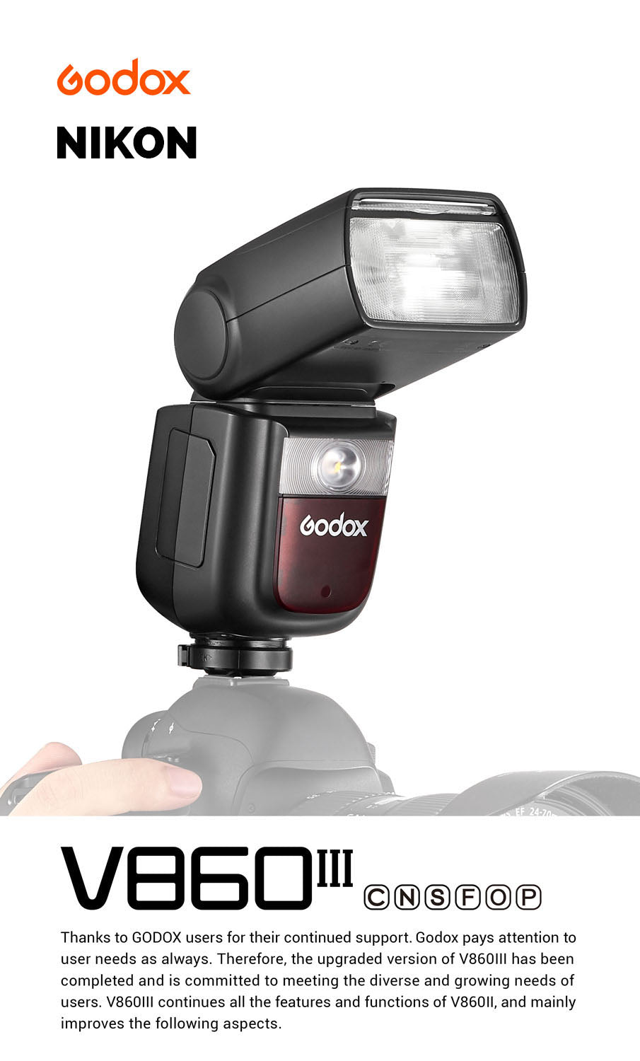 Godox V860III Nikon Speedlight Flash - TTL Compatible with Nikon DSLR Cameras | Powerful Rechargeable Lithium Battery | Perfect for Wedding, Portrait & Event Photography