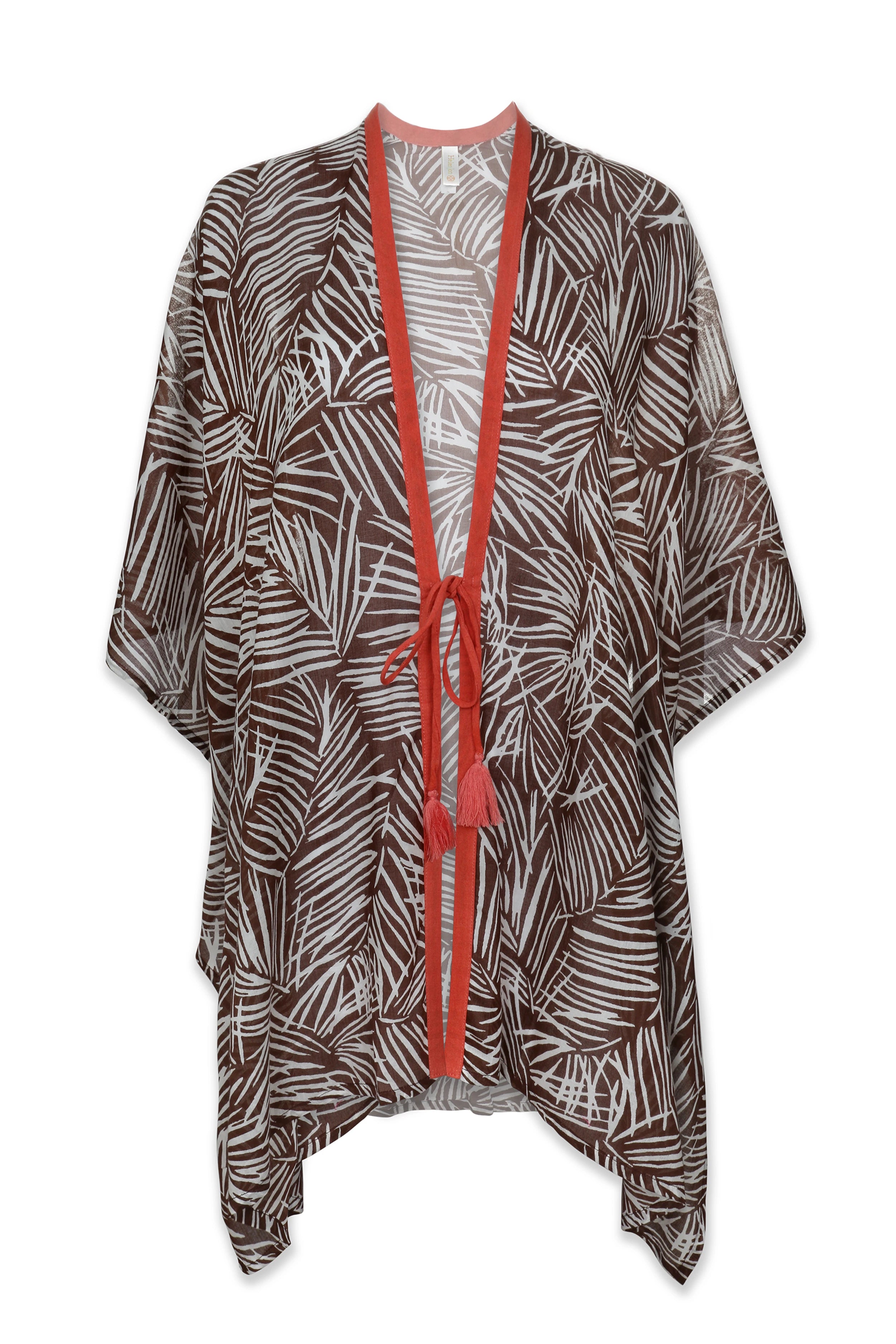 Open Front Caftan Dress - Tropical Paradise Palm Print - Perfect for Beach Vacations, Pool Parties & Summer Getaways