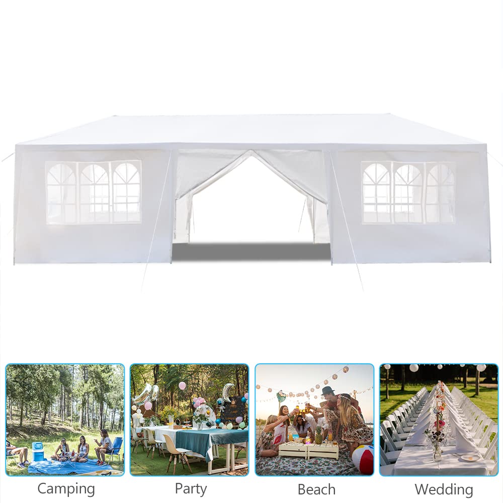 10x30 Heavy Duty White Party Tent with 8 Removable Sidewalls - Outdoor Wedding Canopy, Event Shelter & Patio Gazebo for Birthday, Graduation, Beach BBQ & Catering | Perfect for Backyard Parties, Camping & Outdoor Gatherings
