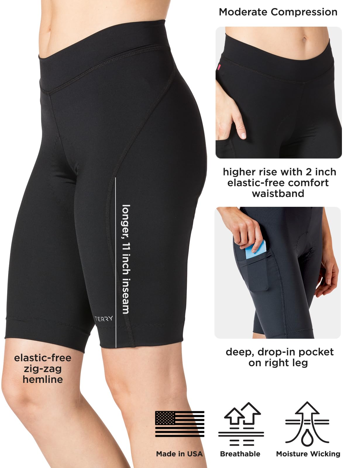 Women's Terry Bike Shorts with Padding - High Waisted 11