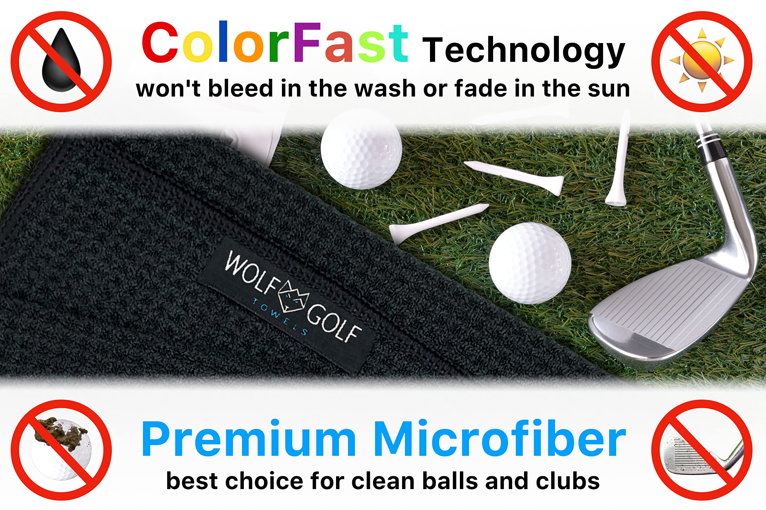 Wolf Golf Towels - Premium Embroidered Funny Golf Towel for Men | Golf Accessories & Gifts | Perfect for Course, Practice & Golf Tournaments