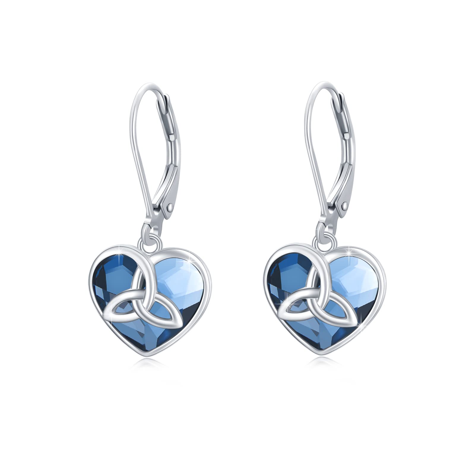 925 Sterling Silver Celtic Love Heart Hoop Huggie Earrings with Austrian Crystals | Irish Inspired Jewelry for Women & Girls | Perfect Birthday, Christmas Gift & Everyday Wear