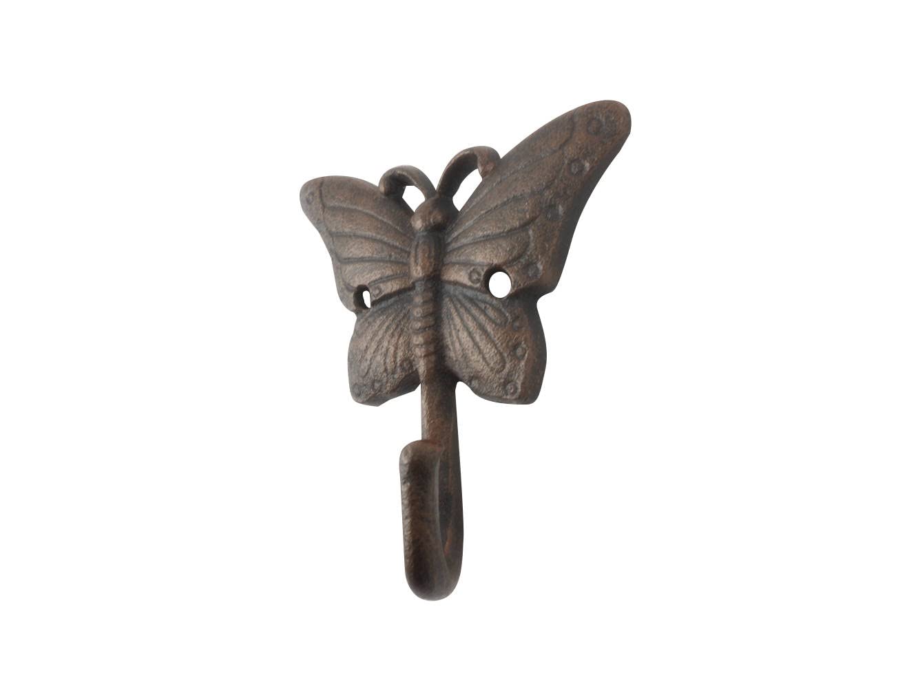 Handmade Nautical Wall Hook - Rustic Copper & Cast Iron Butterfly Design (6 Inch) - Perfect for Beach House Decor, Bathroom Towel Hanger & Coastal Themed Rooms