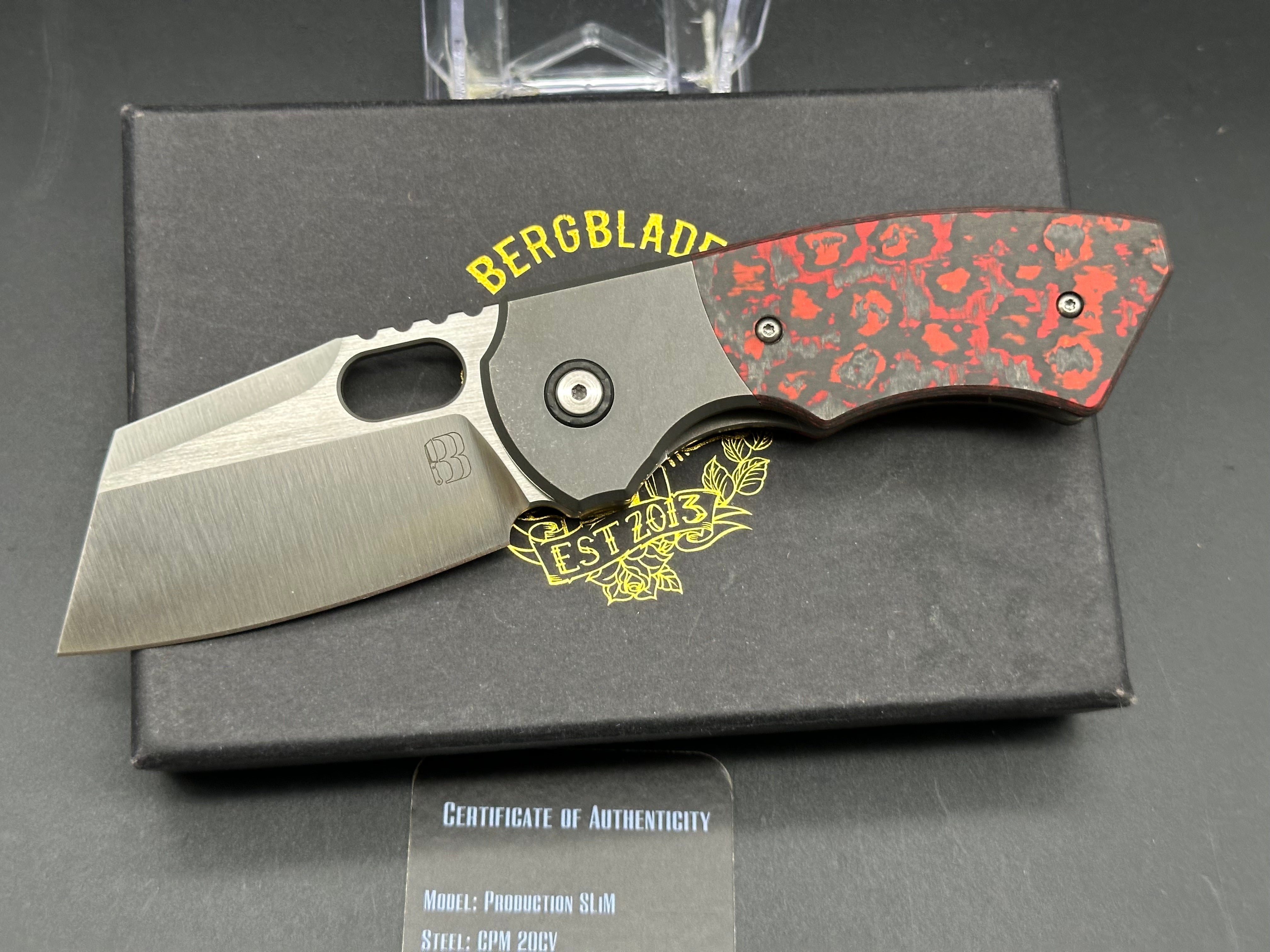 Berg Slim Satin Lava Flow Folding Knife with Premium 20CV Steel Blade - EDC, Outdoor Camping, Hunting & Survival Gear