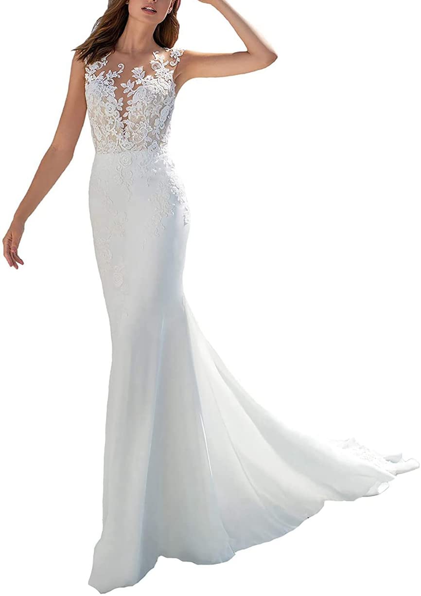 2024 Elegant Vintage Lace Boho Beach Wedding Dresses for Women - Backless Chiffon Summer Bridal Gowns Plus Size & Regular Sizes | Perfect for Outdoor, Destination & Boho Chic Weddings