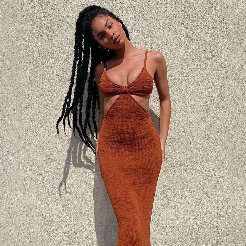 Elegant Hollow Backless Spaghetti Strap Slim Fit Dress for Women - Perfect for Summer Parties, Date Nights & Beach Vacations