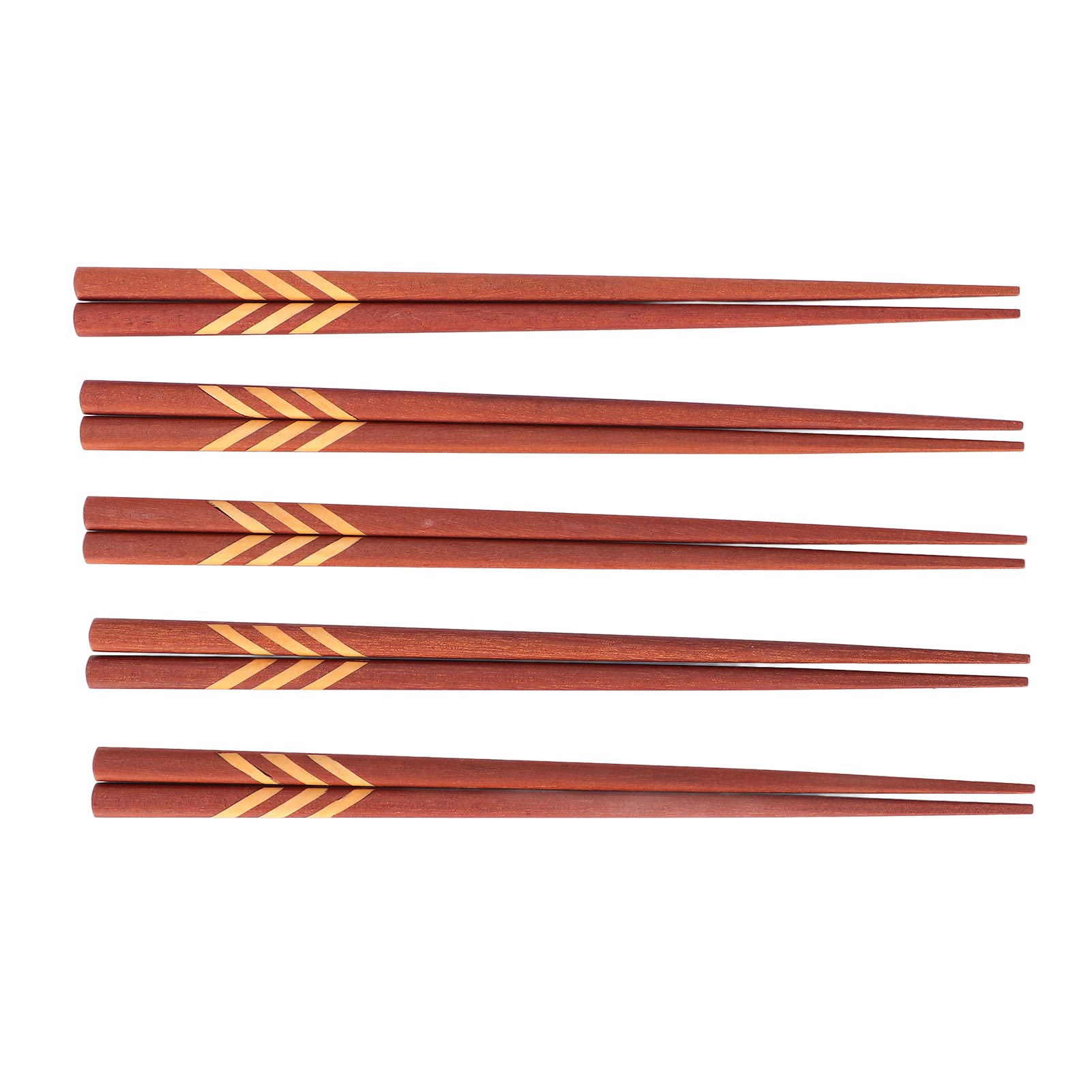 Premium Sandalwood Chopsticks Set of 5 Pairs - Dishwasher Safe Cooking & Eating Chopsticks for Home, Restaurant & Hotel Use - Elegant Red Asian Utensils for Sushi, Noodles & Everyday Dining