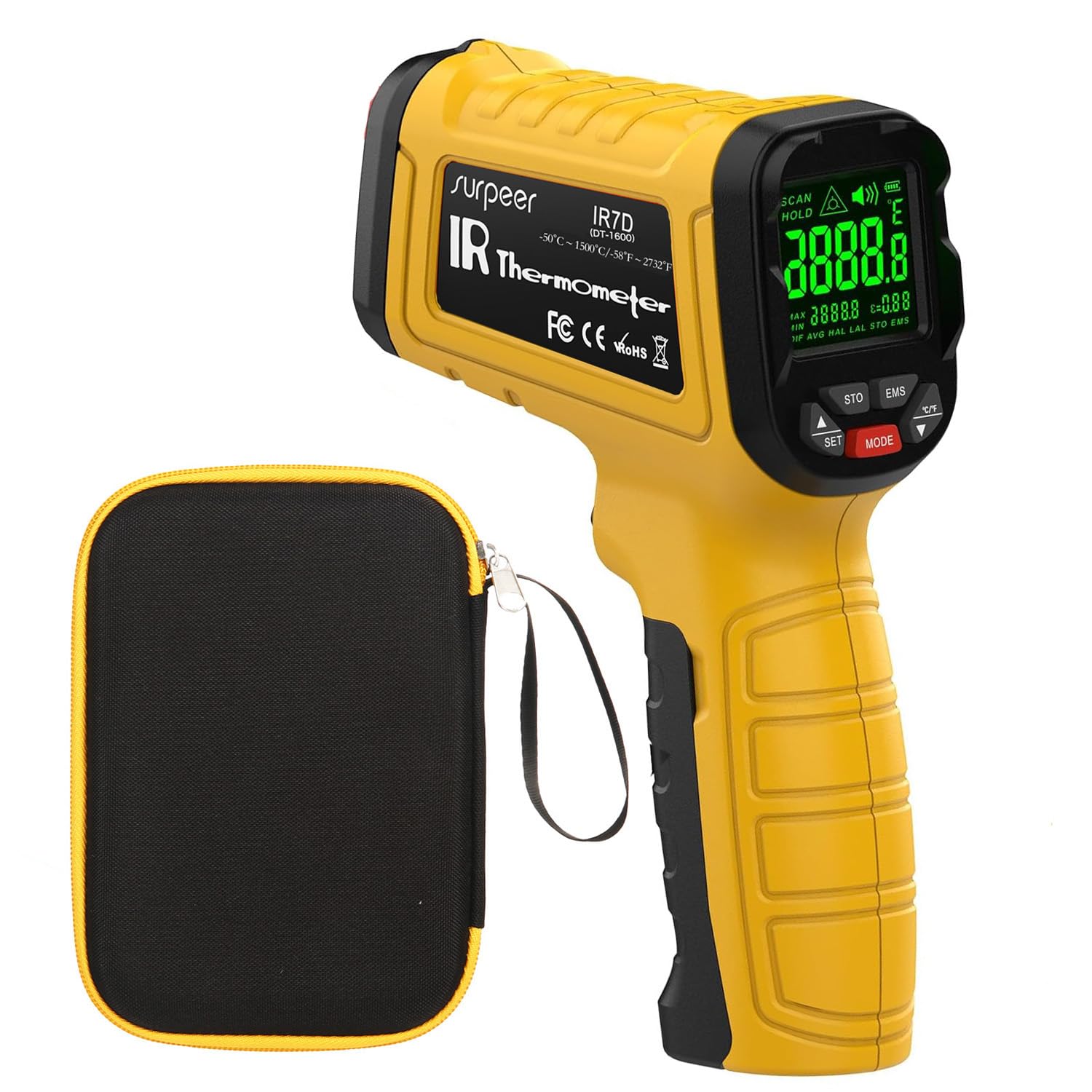 Non-Contact Infrared Thermometer Gun -58°F to 2552°F (-50°C to 1400°C) with 30:1 Distance Ratio, Digital Laser Temperature Gun for Cooking, Grilling, Pizza Oven, HVAC, Automotive, Industrial Use & Home Repair - Perfect for BBQ, Baking, Engine Diagnostics & Metalworking