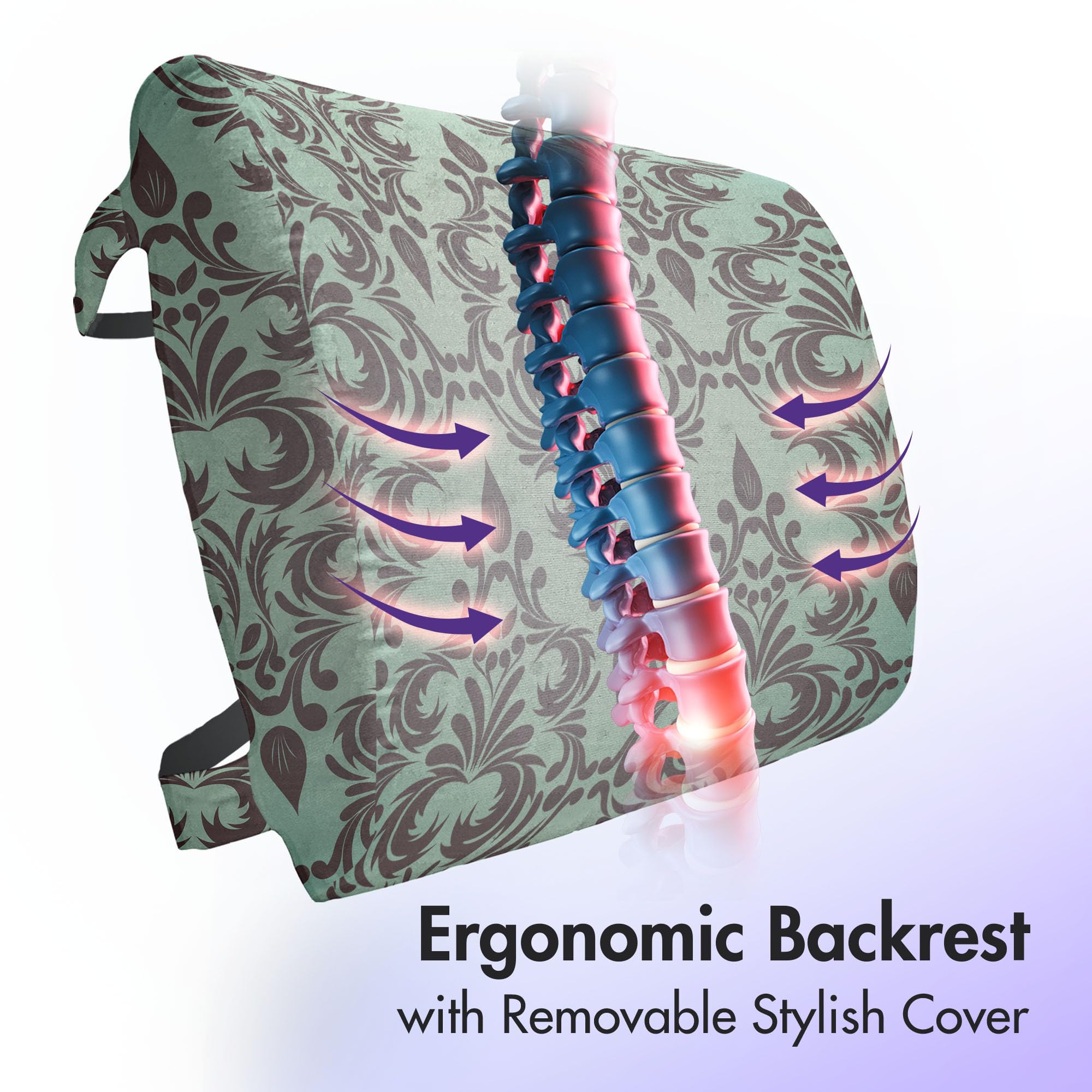 Ambesonne Lumbar Support Pillow - High Density Foam Back Cushion for Office Chair & Car Seat, 14