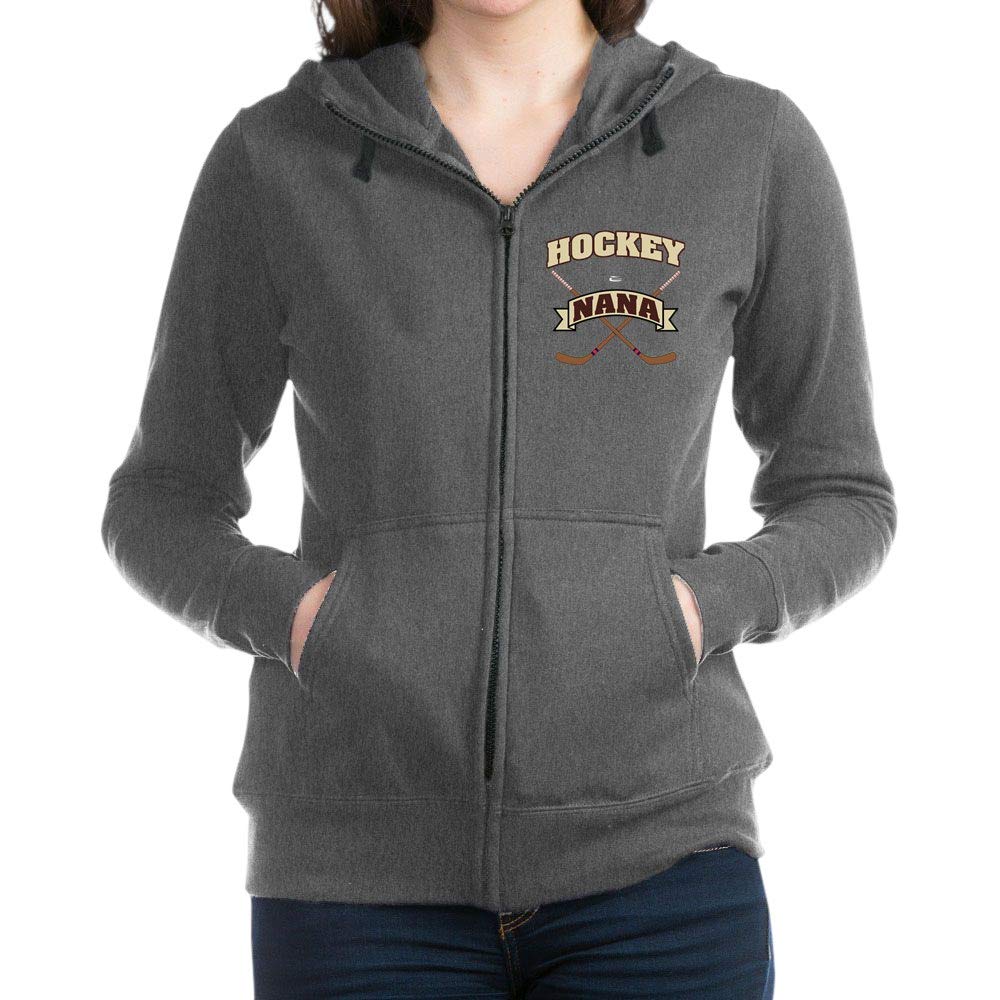 Women's Hockey Nana Zip Hoodie Sweatshirt - Cozy Fleece Pullover for Hockey Fans & Grandmas - Perfect for Game Day, Gifts & Casual Wear