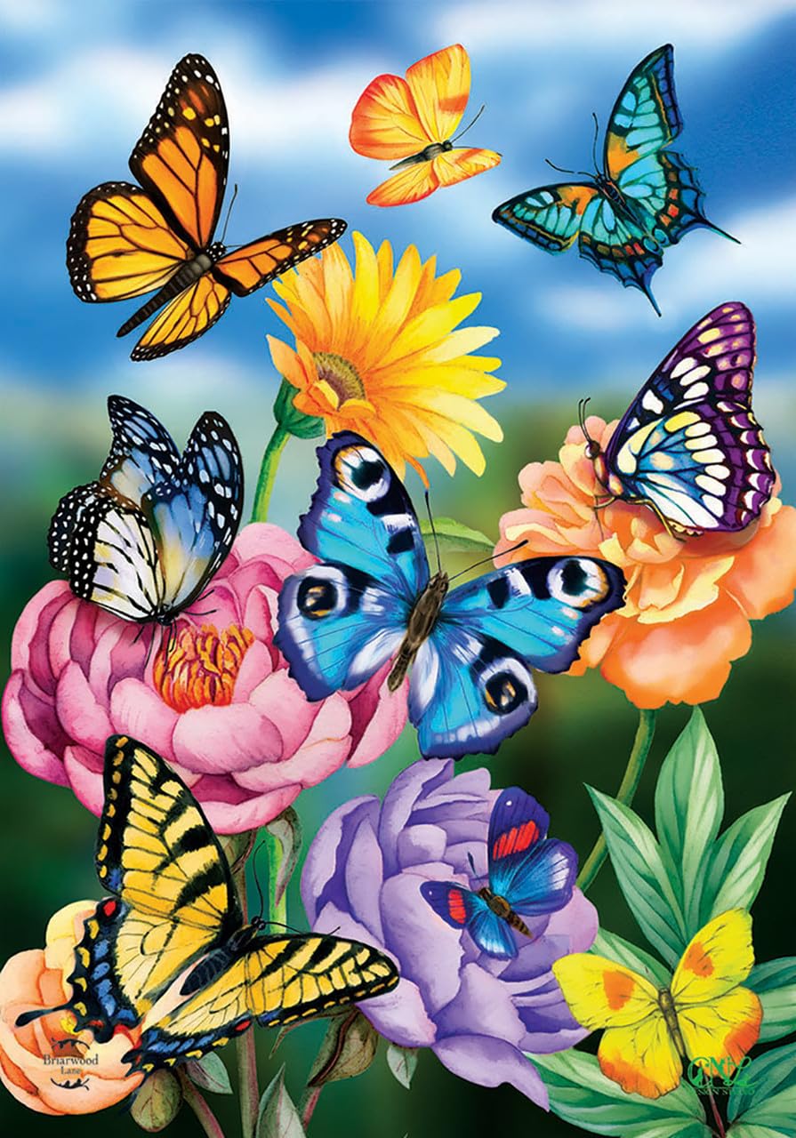 Briarwood Lane Butterflies In The Garden Spring Garden Flag - Decorative Outdoor Yard Banner for Porch, Patio & Lawn Decor