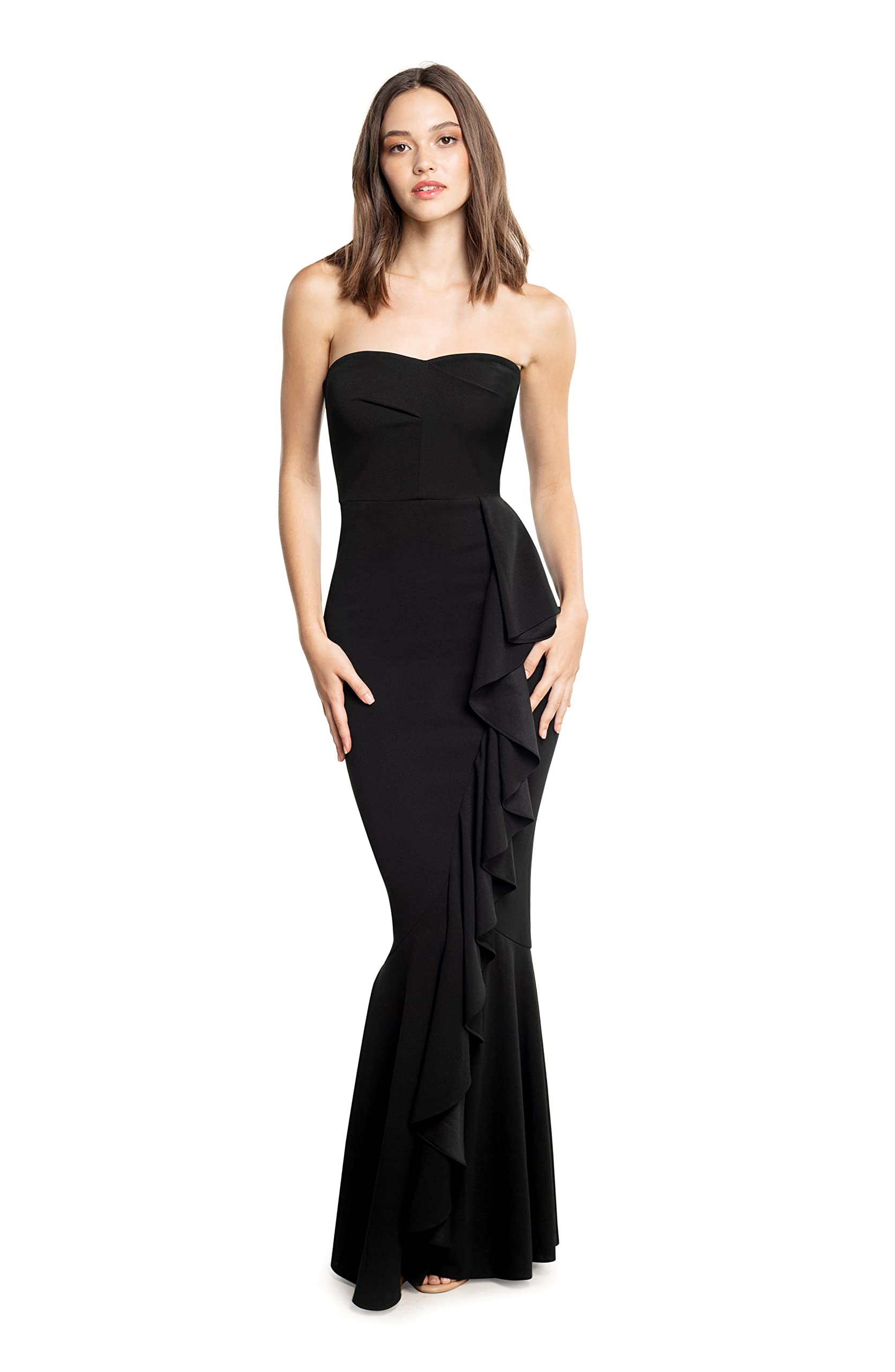Dress the Population Women's Paris Bodycon Maxi Dress - Elegant Slim Fit Long Formal Gown for Evening Parties, Weddings & Special Occasions