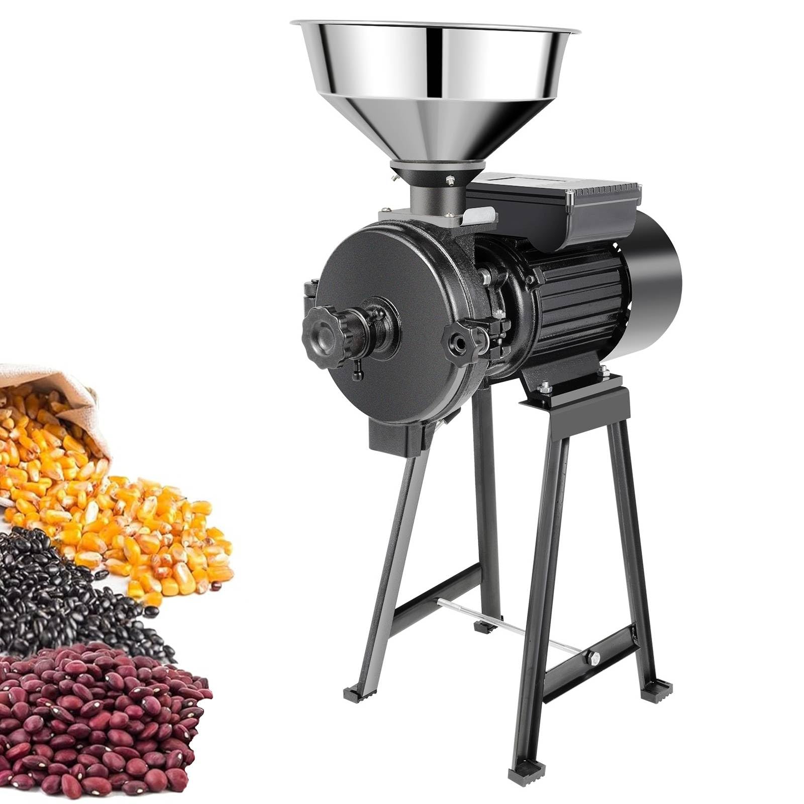 1500W Electric Grain Mill Grinder - Stainless Steel Dry Grain Grinder for Flour, Cereals, Coffee, Wheat & Corn - Perfect for Home Baking, Coffee Brewing & Healthy Cooking (110V)