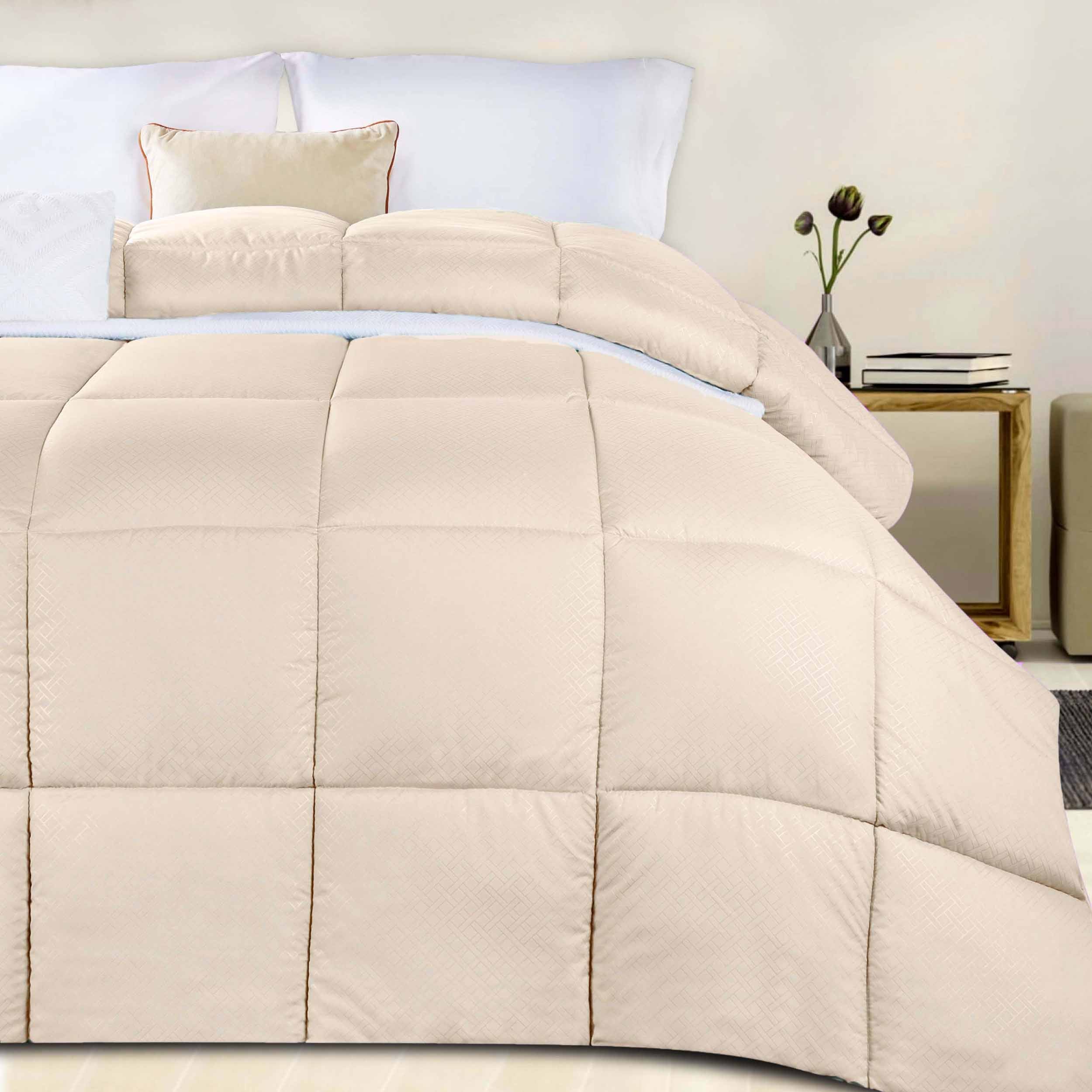 Luxury Basketweave Plush Down Alternative Comforter - Hypoallergenic & Breathable All-Season Bedding for Master Bedroom, Guest Room & Dorm