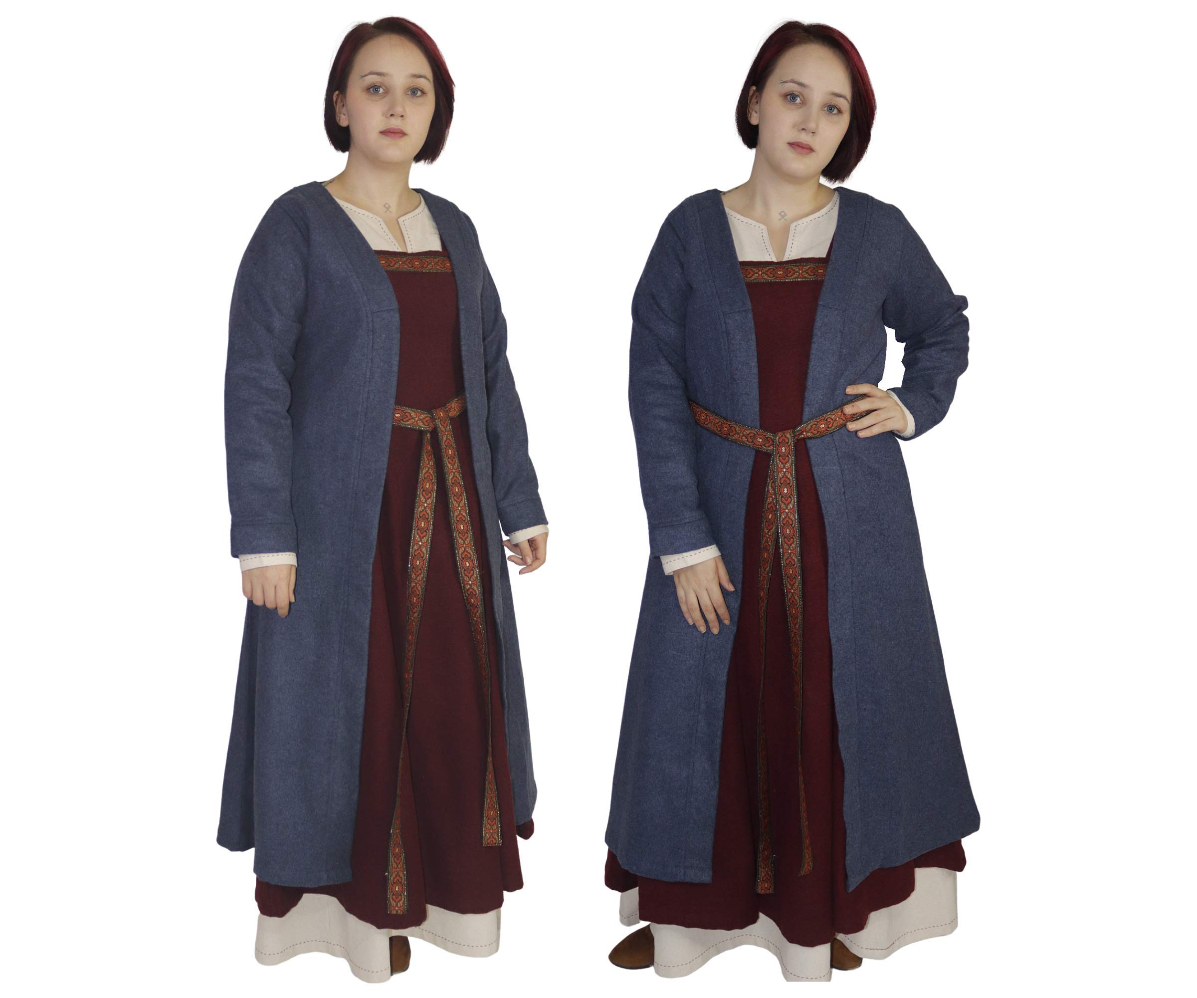 BIRKA Medieval Viking Women's Wool Coat - Handmade in Turkey - Perfect for LARP, Renaissance Fairs & Historical Reenactments