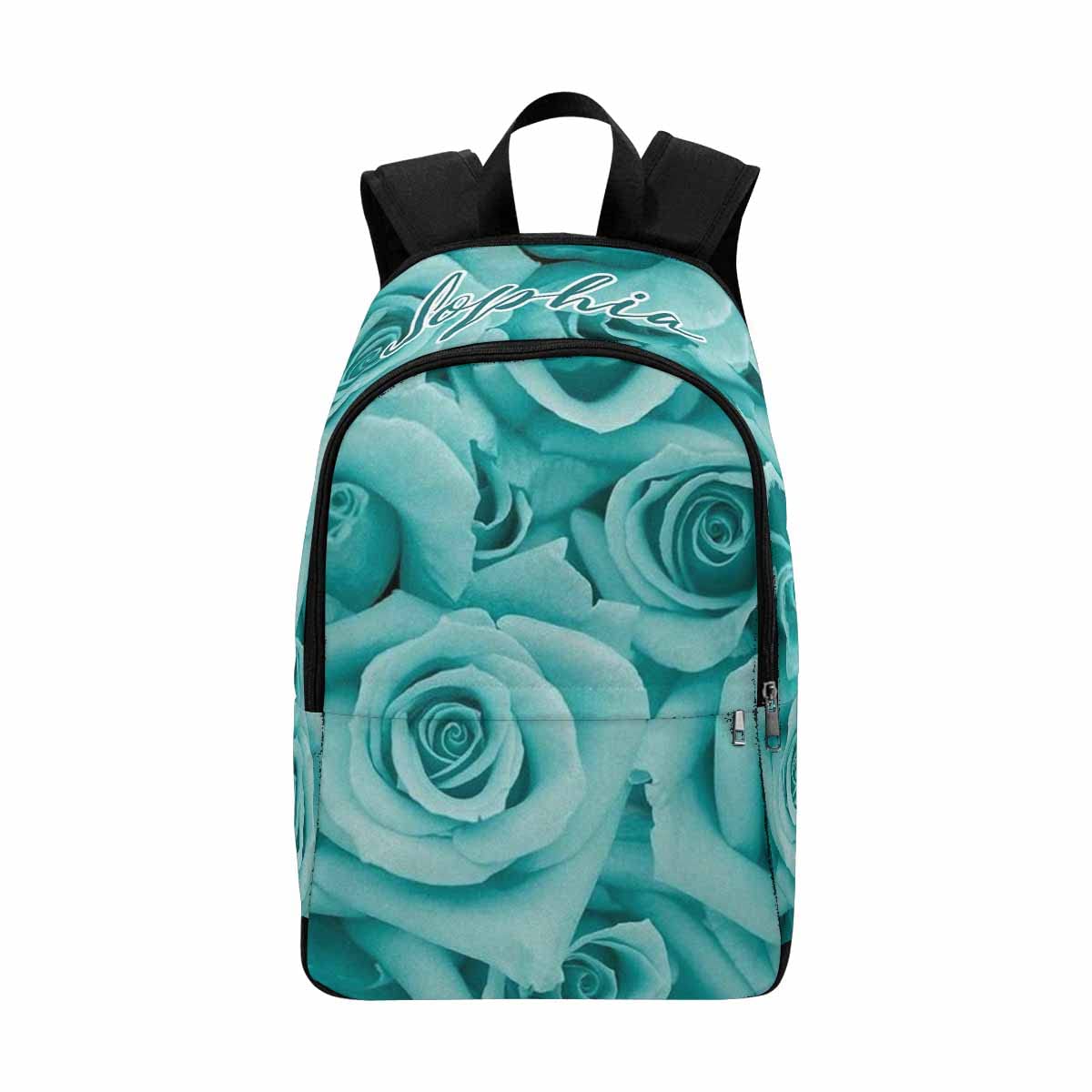 Custom Green Rose Backpack - Waterproof Nylon School Bag for Travel & Daily Use
