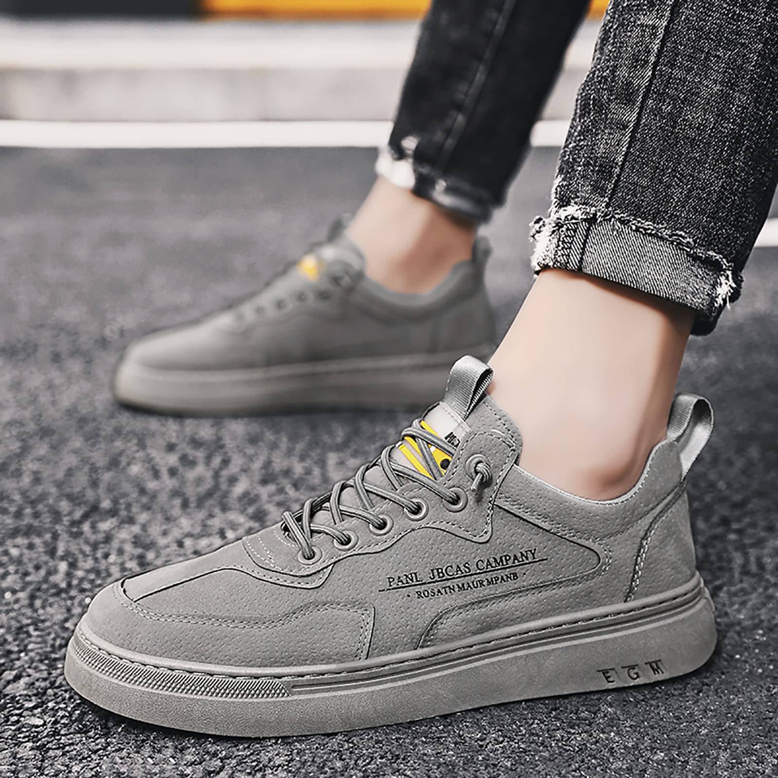 Men's Lightweight Running Shoes - Breathable Casual Trainers for Walking, Gym & Sports | Elegant Slip-On Loafers & Boat Deck Shoes | Soft Comfortable Sneakers for Men in Gray, UK Size 8 | Perfect for Work, Travel & Everyday Wear
