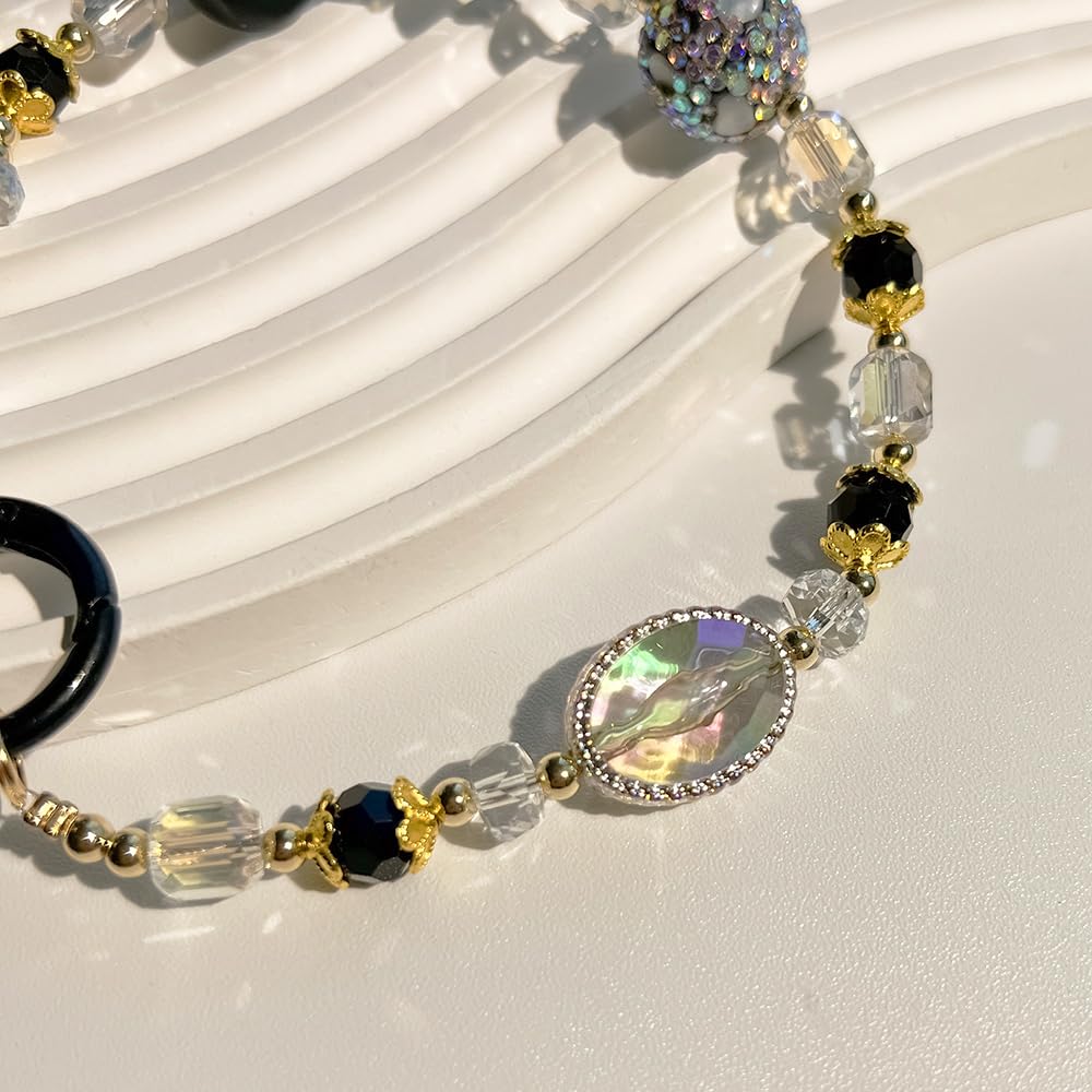 Anti-Loss Phone Wrist Strap with Pearl Beads - Double Chain Phone Lanyard for Smartphones, Keys, Wallet & Camera (Perfect for Travel, Shopping & Outdoor Activities)