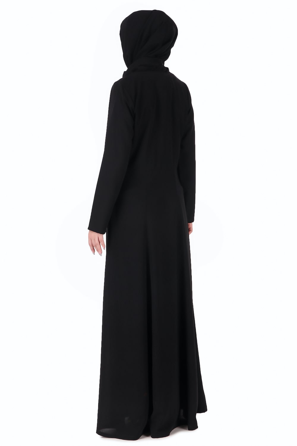 Floral Embellished Flared Nida Abaya - Elegant Muslim Prayer Dress for Women | Perfect for Eid, Ramadan & Special Occasions