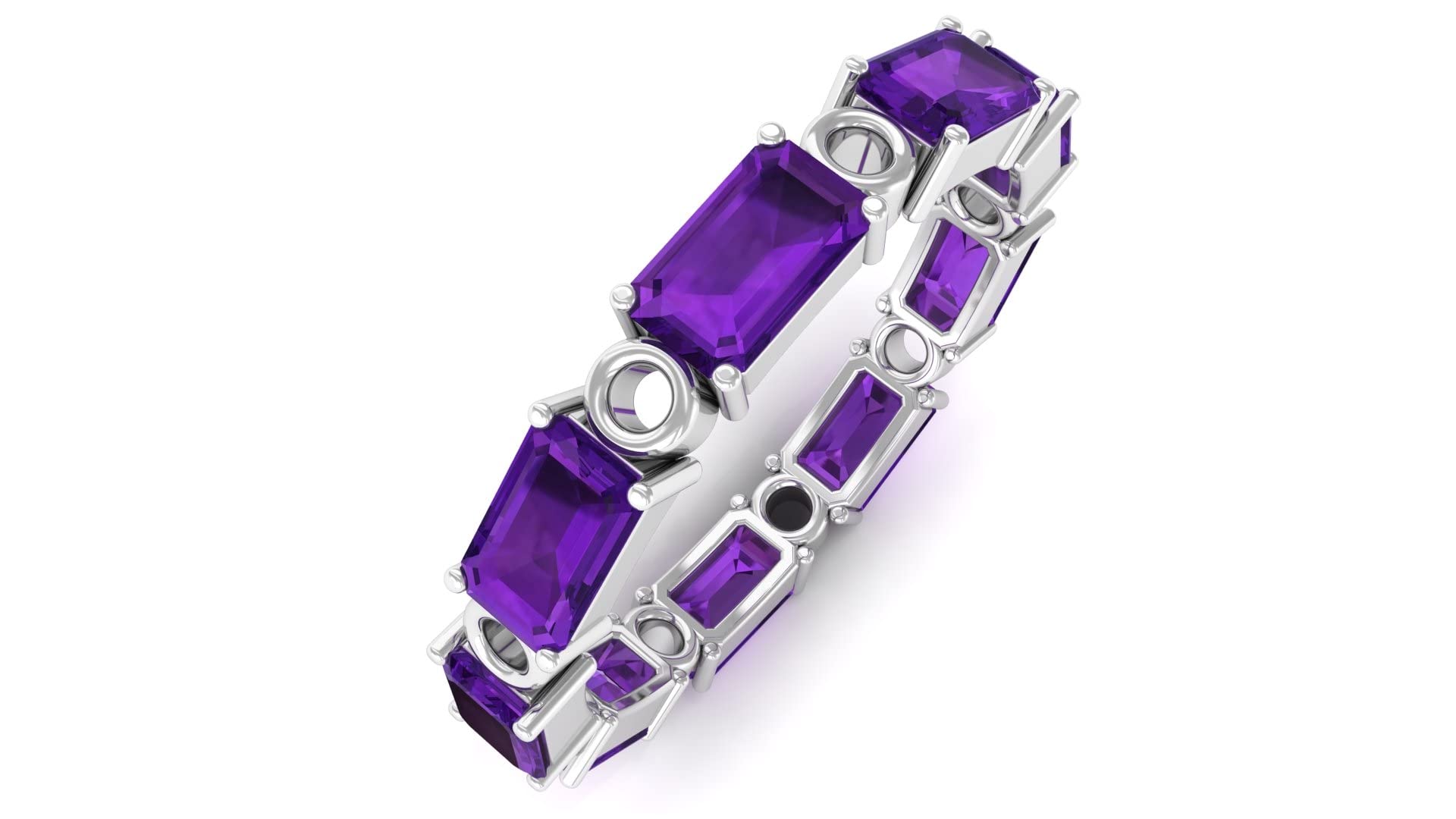 2.50 CT Natural Amethyst Eternity Band Ring for Women - Octagon Cut Purple Gemstone in 14K Solid Gold - Elegant East West Wedding Ring, Anniversary Gift & Everyday Jewelry