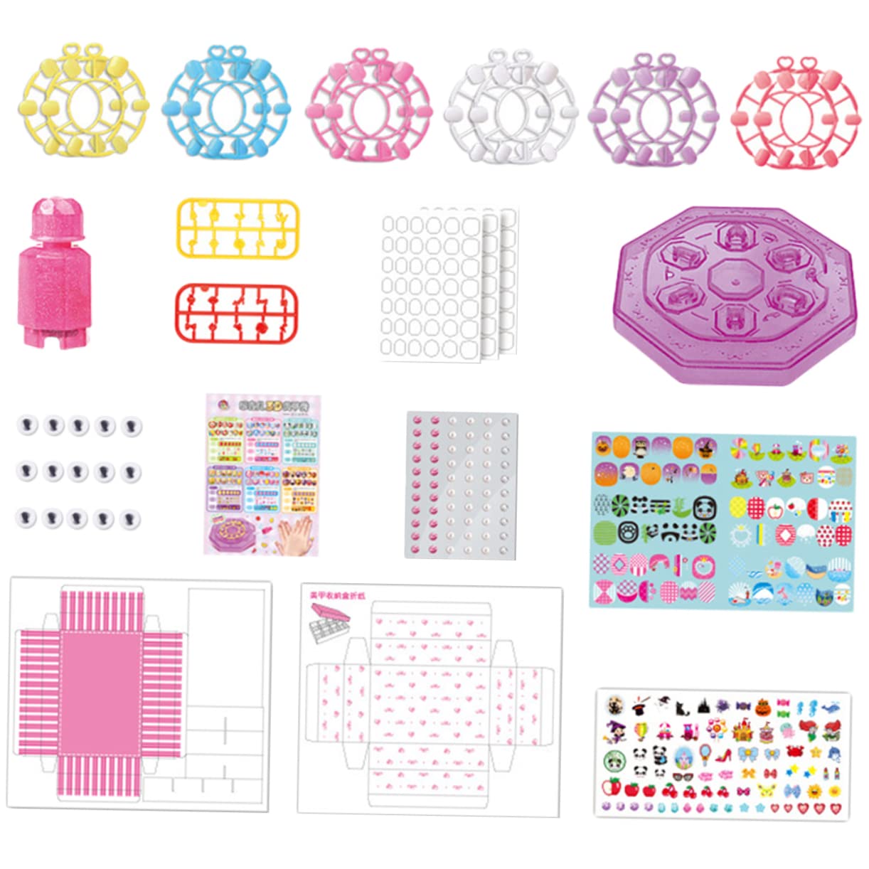 Totority Kids Nail Art Kit - 3D Pretend Makeup Set with Safe Nail Polish for Girls Ages 3-8 | Perfect for Birthday Parties, Dress-Up Play & Creative Fun