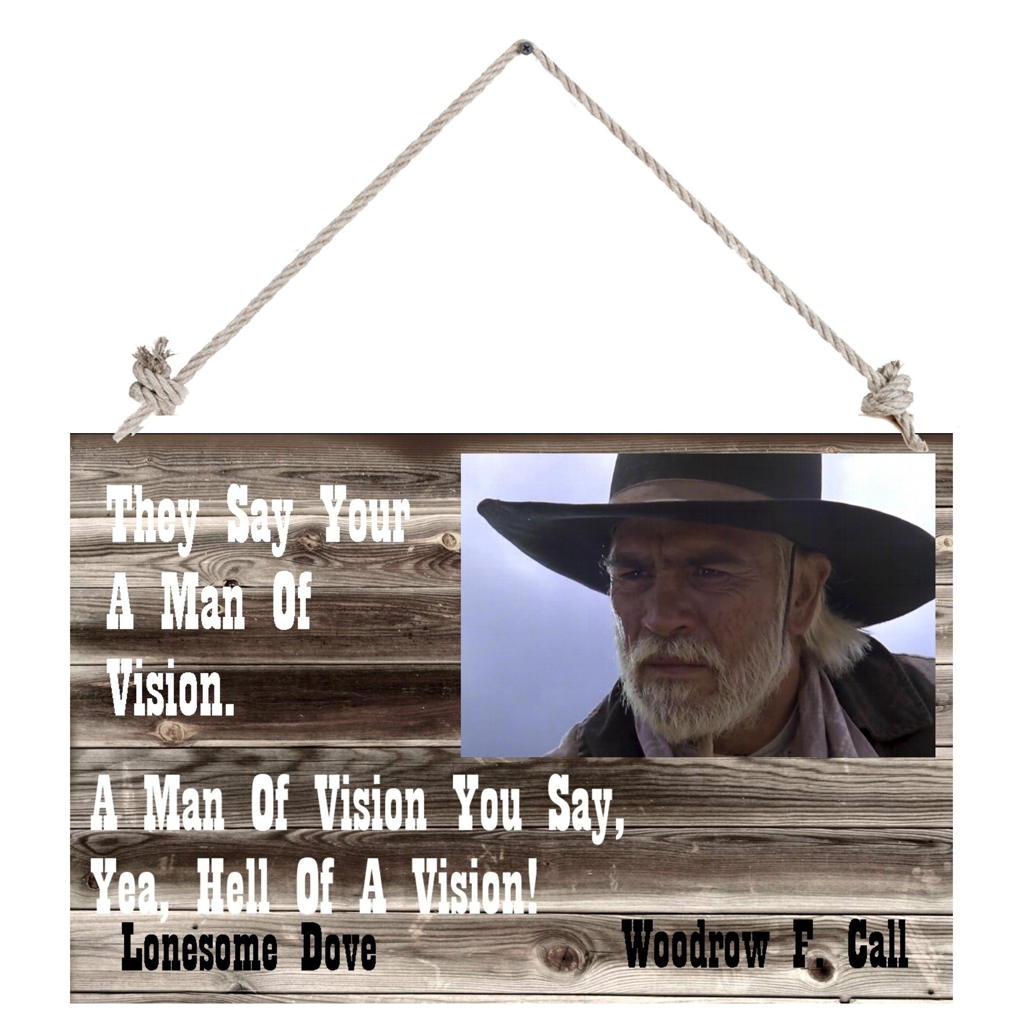 Old West Wood Sign - 12x18 Inch Rustic Wall Decor with Lonesome Dove & Man of Vision Quotes - Perfect for Western Home, Bar, or Ranch Decor