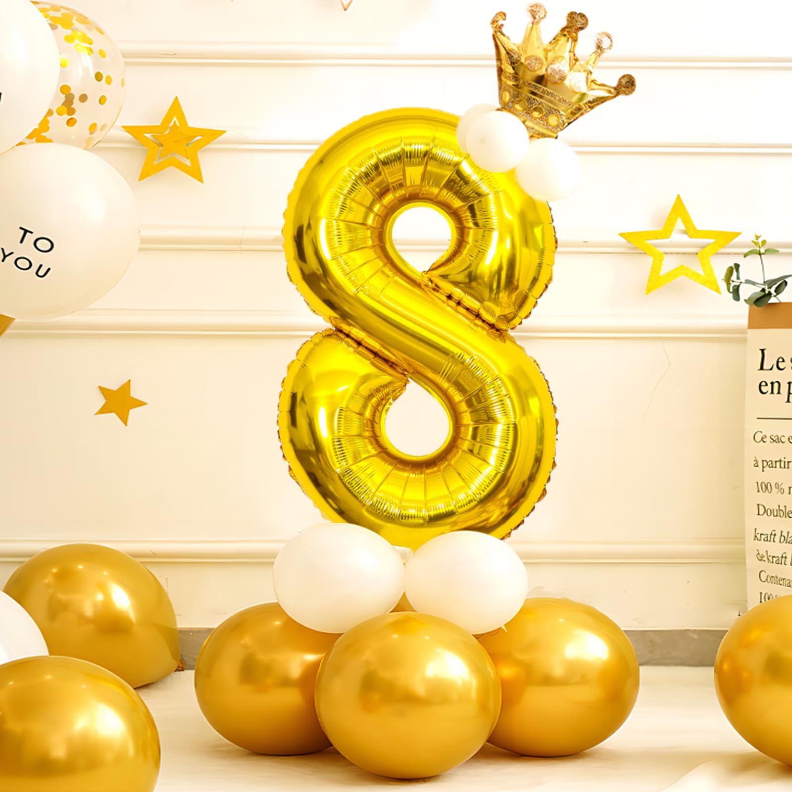 40 Inch Gold Number 8 Balloons - Helium Mylar Foil Birthday Decorations for Kids 8th Birthday Party, Anniversary & Special Events - Perfect for Indoor/Outdoor Party Decor, Photo Backdrops & Celebration Displays