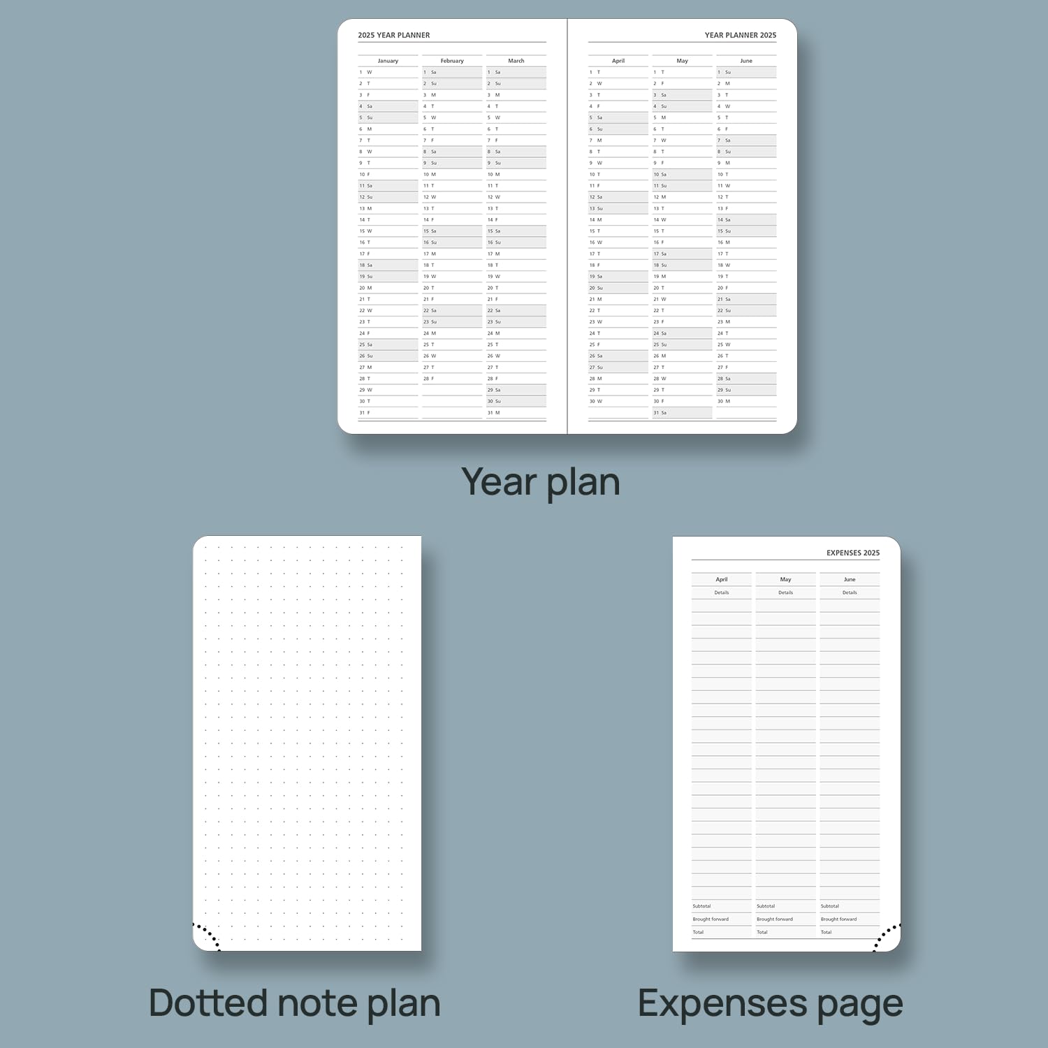 POPRUN Slim Diary 2025 - Hardback Pocket Planner (16.5x9 cm) | Weekly Vertical Layout with Inner Pocket | Light Pink | Perfect for Daily Scheduling, Work Planning & Personal Organization